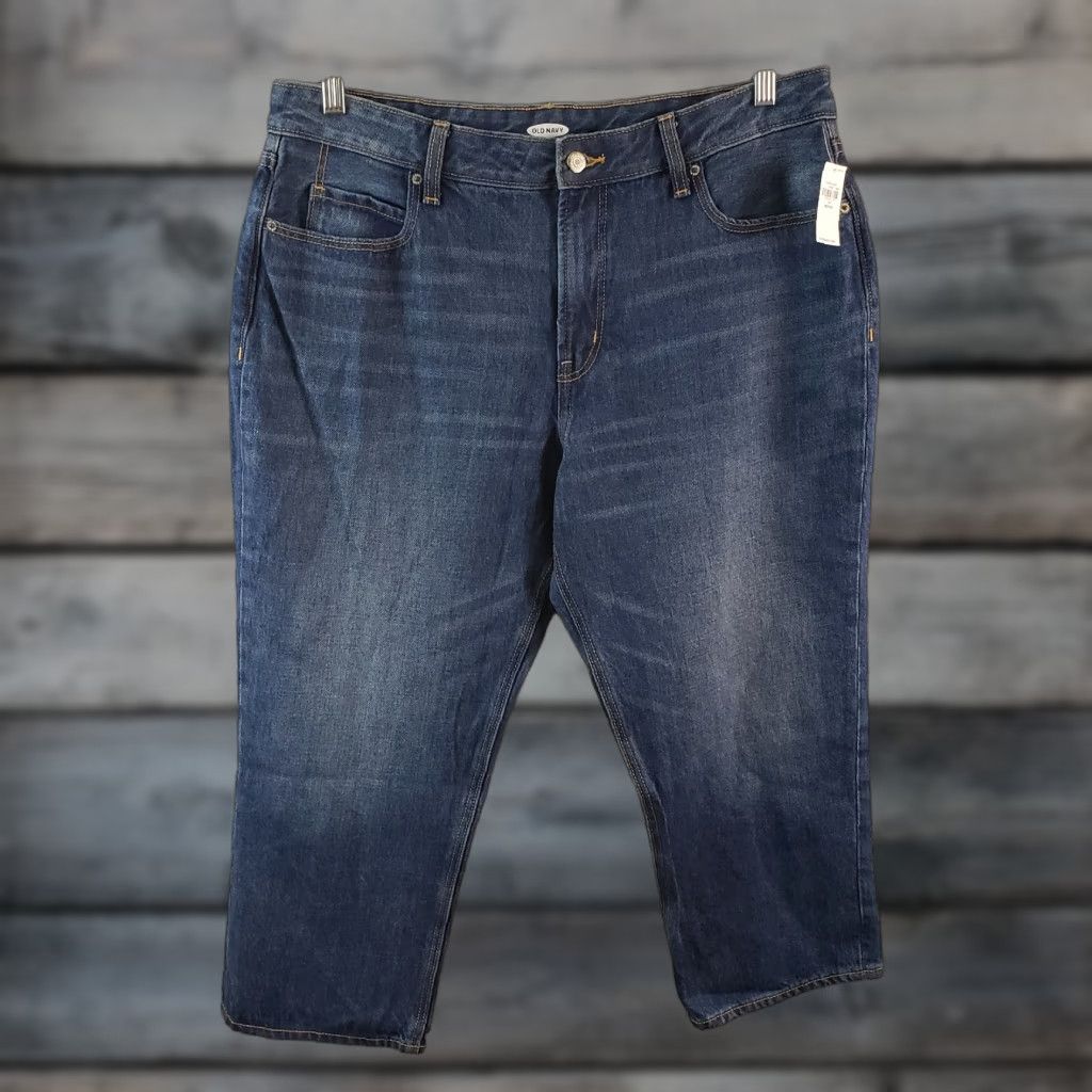 Old Navy VINTAGE Old Navy Womens High Waisted Slouchy Straight Crop Jeans Sz 14P Blue Size 36" / US 14 / IT 50 - 1 Thumbnail