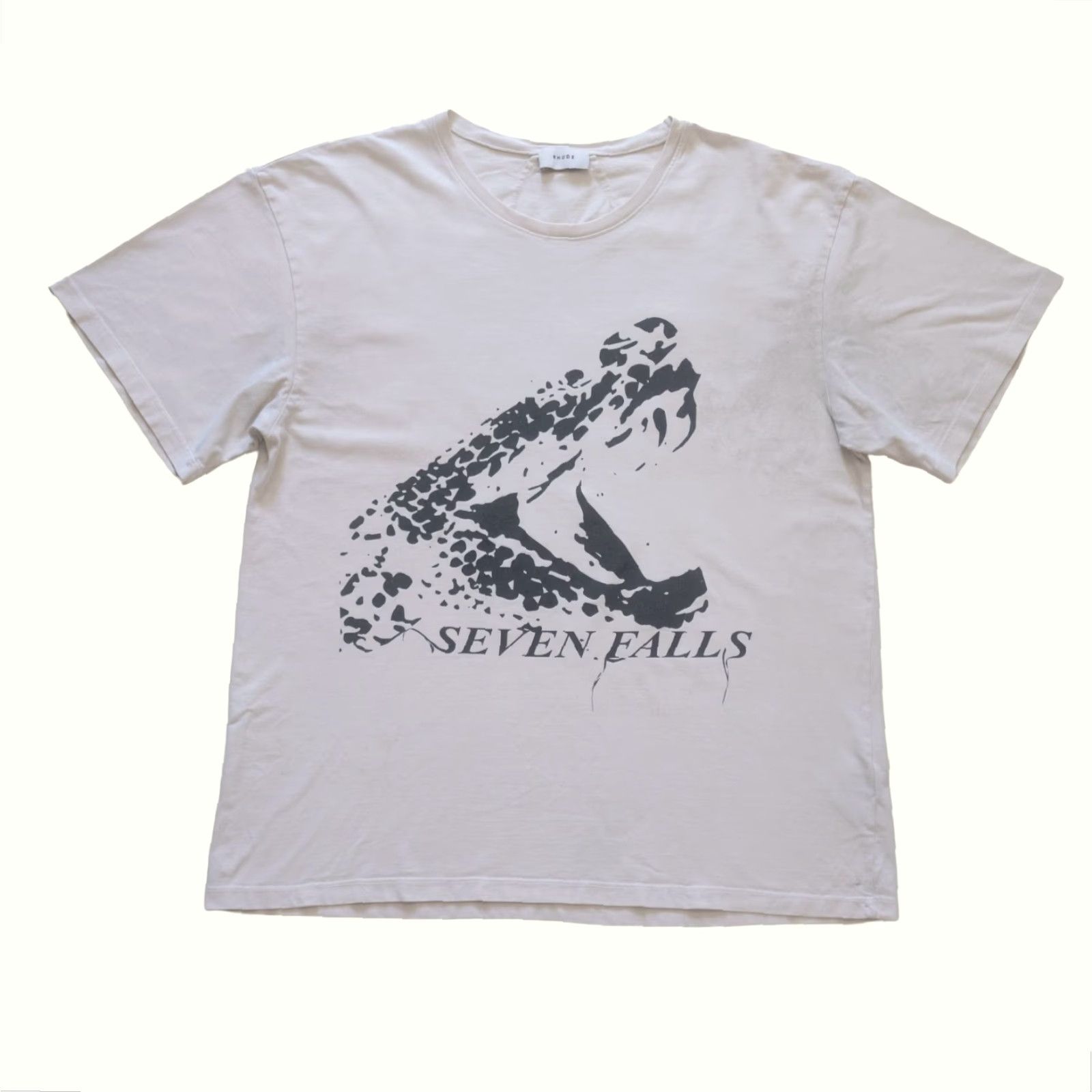 Rhude RHUDE SEVEN FALLS SNAKE CORE BEIGE WHITE DISTRESSED GRAPHIC T-Shirt MEN SZ L Size US L / EU 52-54 / 3 - 3 Thumbnail