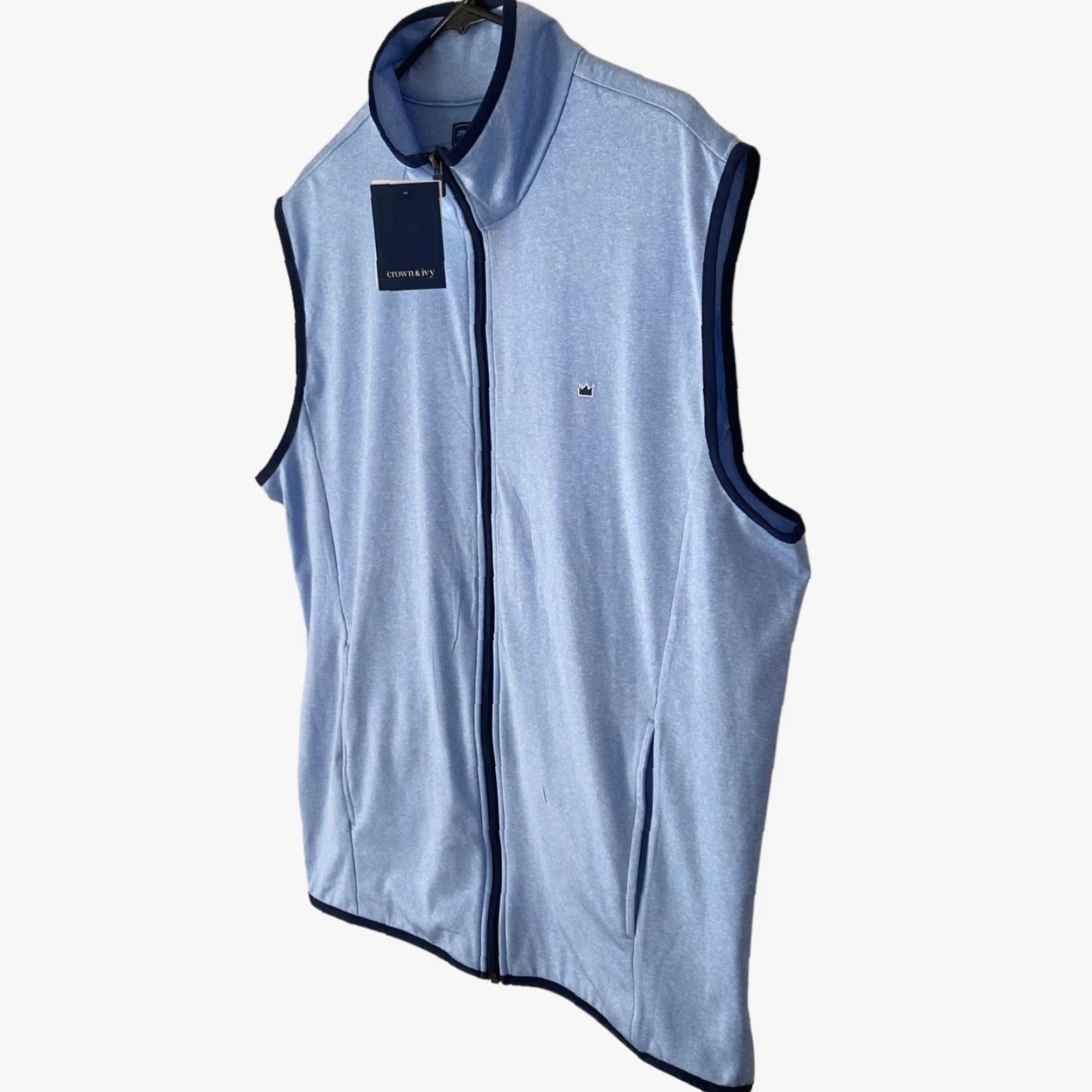 Vintage Crown & Ivy Full Zip Sports Vest Blue Men M Athletic 4-Way Stretch New Vest Size US M / EU 48-50 / 2 - 2 Thumbnail