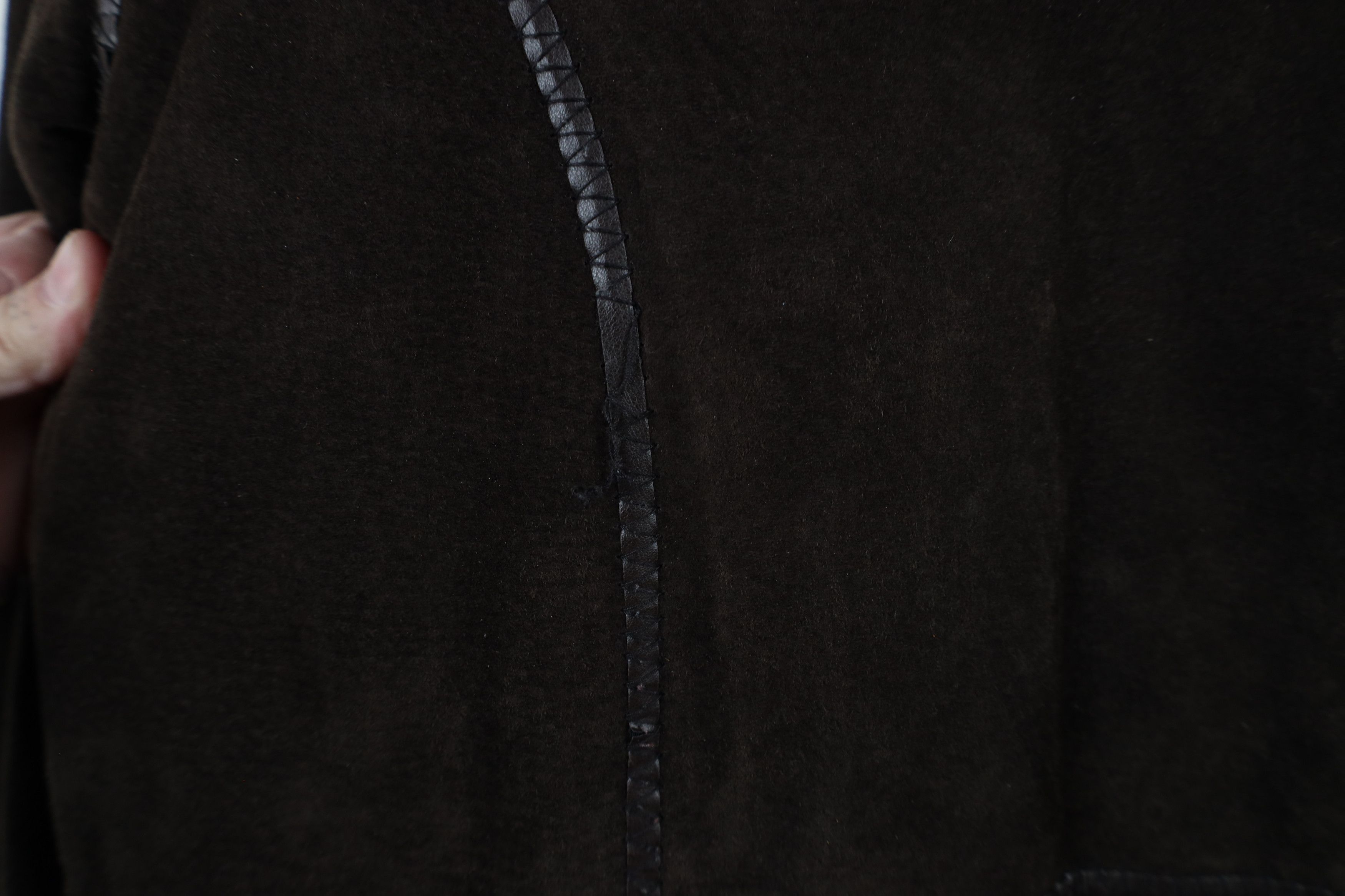 Vintage Vintage 90s Fox Trim Suede Leather Hooded Penny Lane Jacket Size XL / US 12-14 / IT 48-50 - 4 Thumbnail