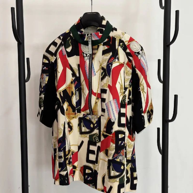 Burberry Burberry Summer Multicolor Silk T-Shirt Size M / US 6-8 / IT 42-44 - 1 Thumbnail