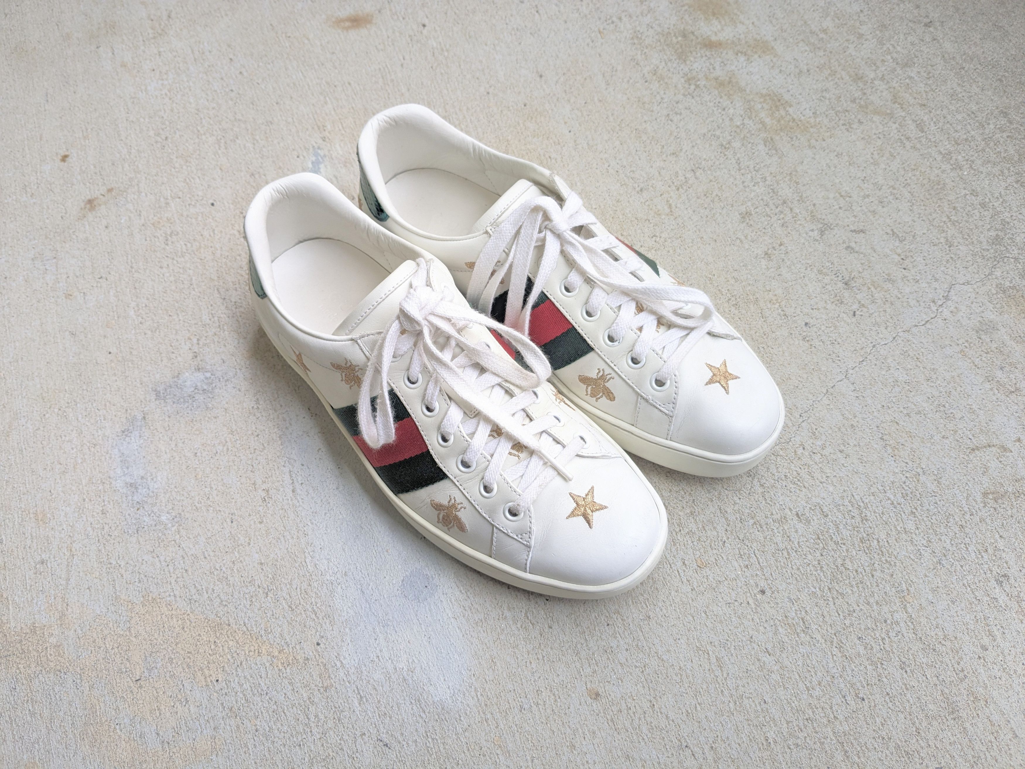 Gucci Gucci Ace Sneakers White Bee Stars Low 7 Leather Size US 7 / EU 40 - 2 Thumbnail
