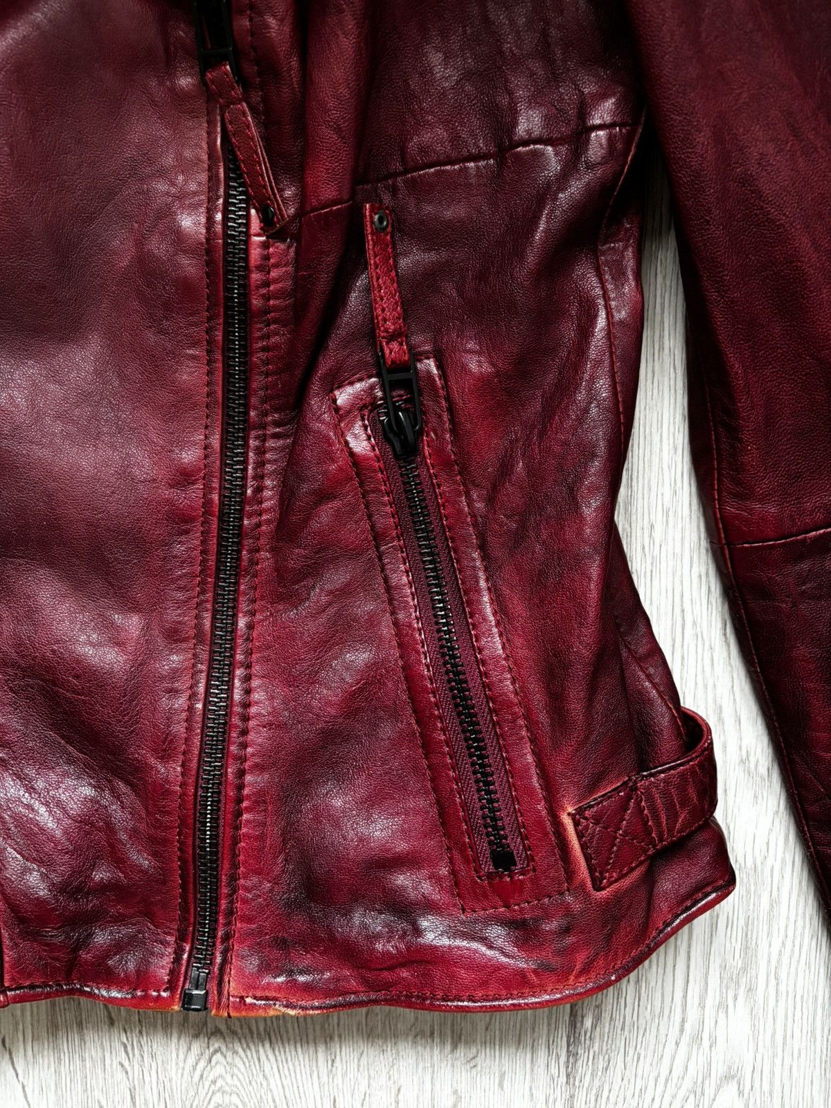 Other Freaky Nation Red Distressed Star Leather Biker Jacket Size M / US 6-8 / IT 42-44 - 4 Thumbnail