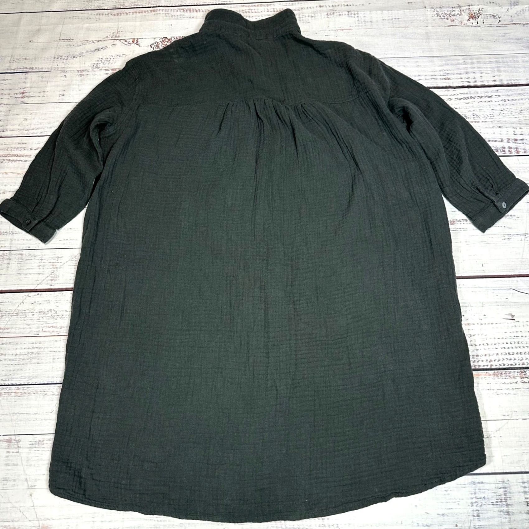 Vintage Grade & Gather Womens Button-Up Tunic Shirt Sz S Gray Cotton Gauze Half Slv Size S / US 4 / IT 40 - 4 Thumbnail