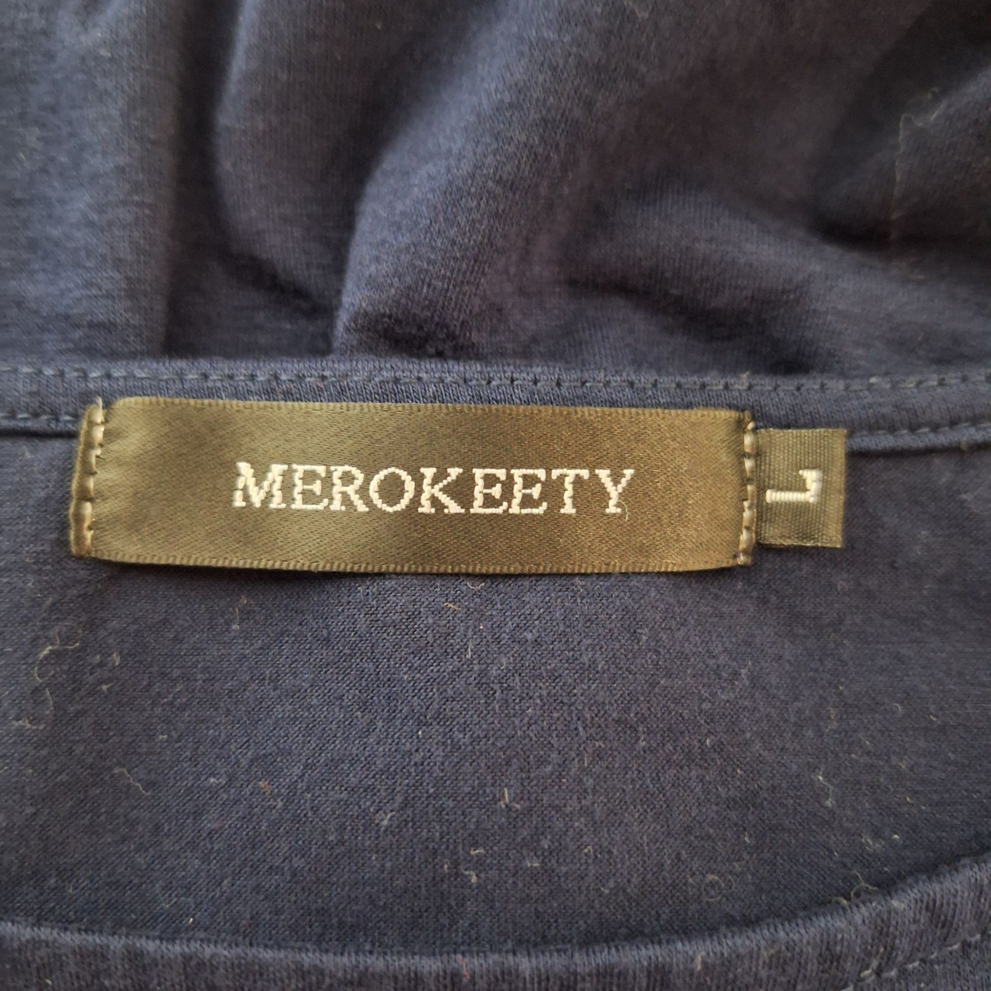 Other MEROKEETY 3/4 Sleeve Fit and Flare Midi Dress L Navy Blue Po Size L / US 10 / IT 46 - 3 Thumbnail