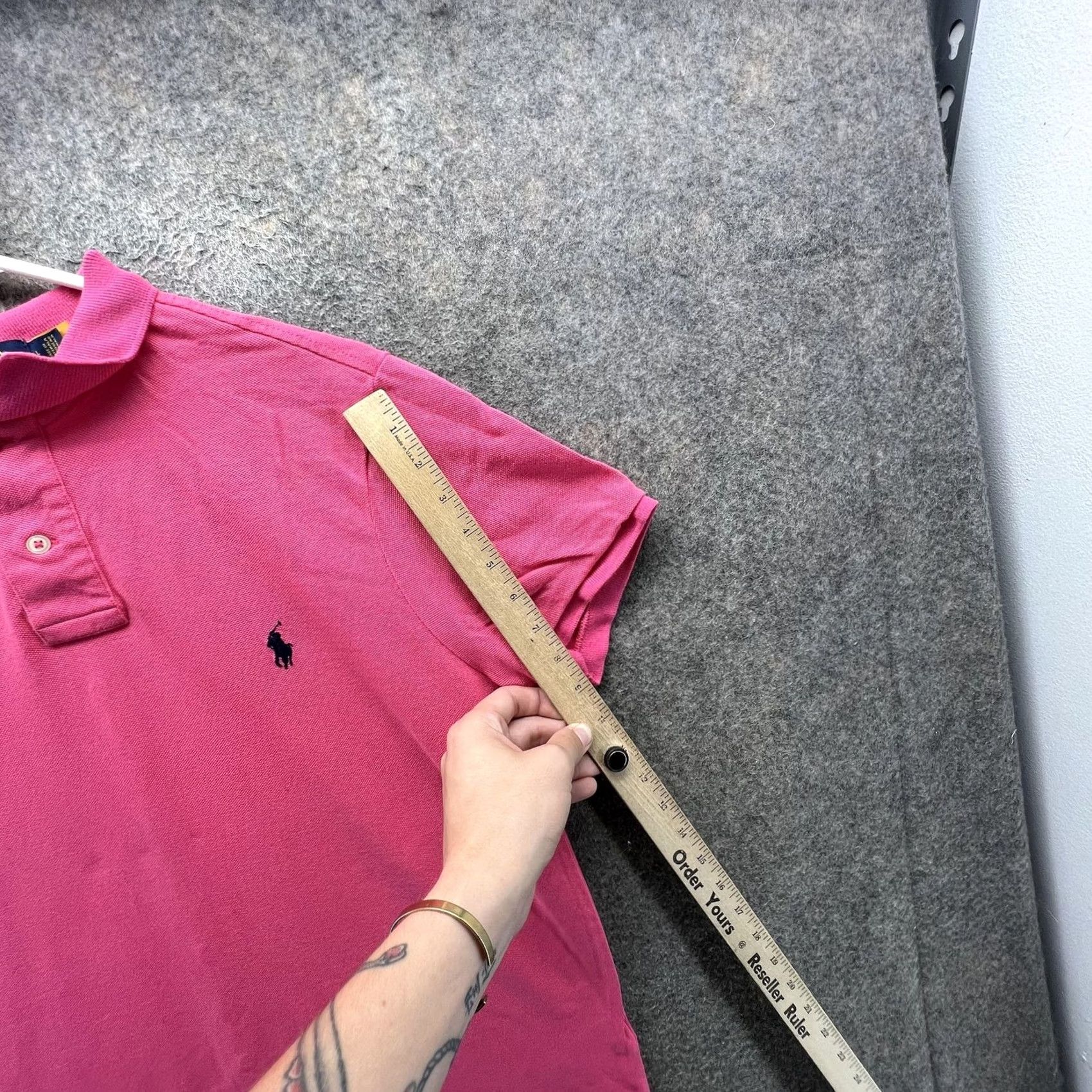 Polo Ralph Lauren Polo Ralph Lauren Polo Shirt Mens Large Pink Solid Pony Logo Custom Slim Fit Shirt Size US L / EU 52-54 / 3 - 2 Thumbnail