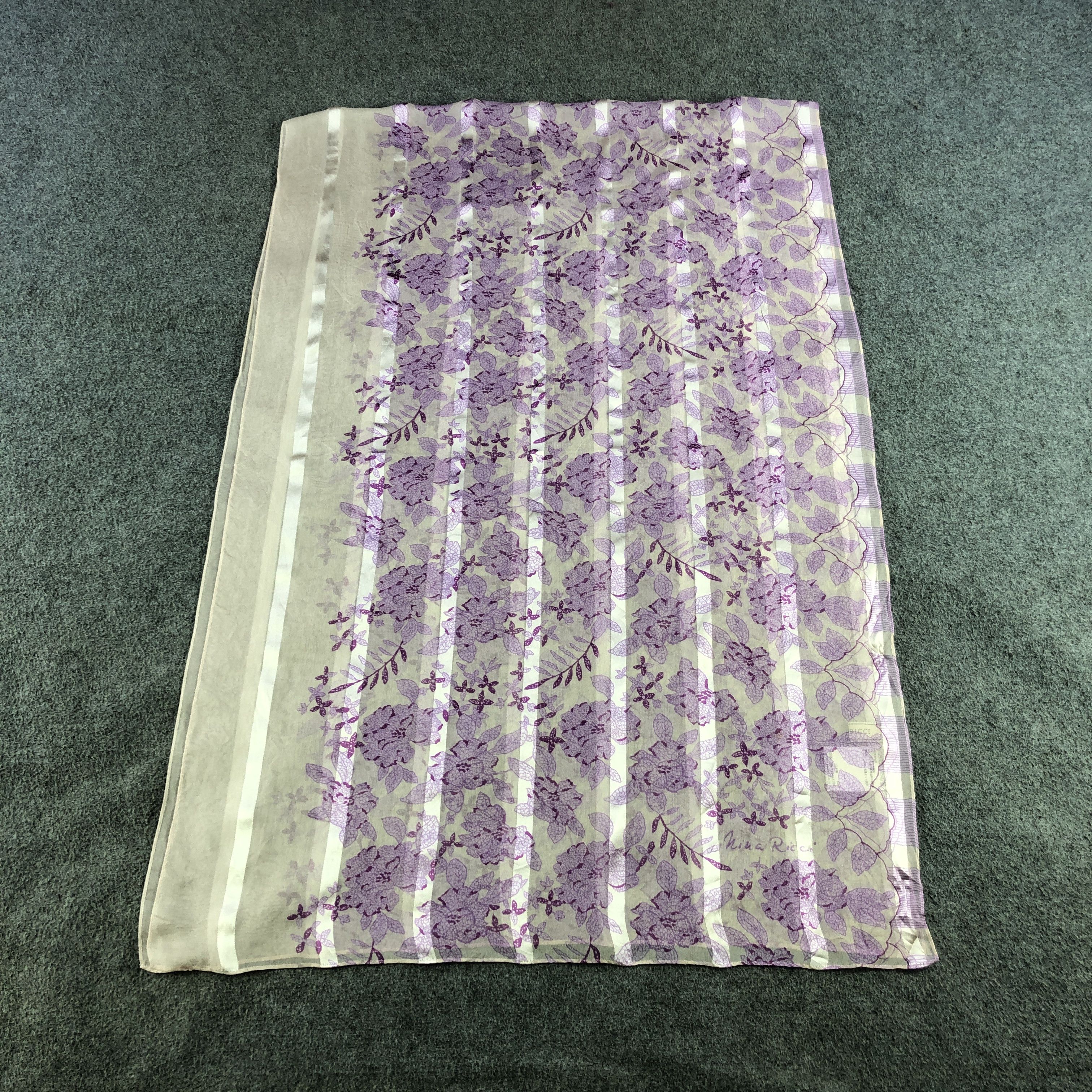 Nina Ricci Vintage Nina Ricci Floral Silk Stole Silk Scarf M1401 Size ONE SIZE - 2 Thumbnail