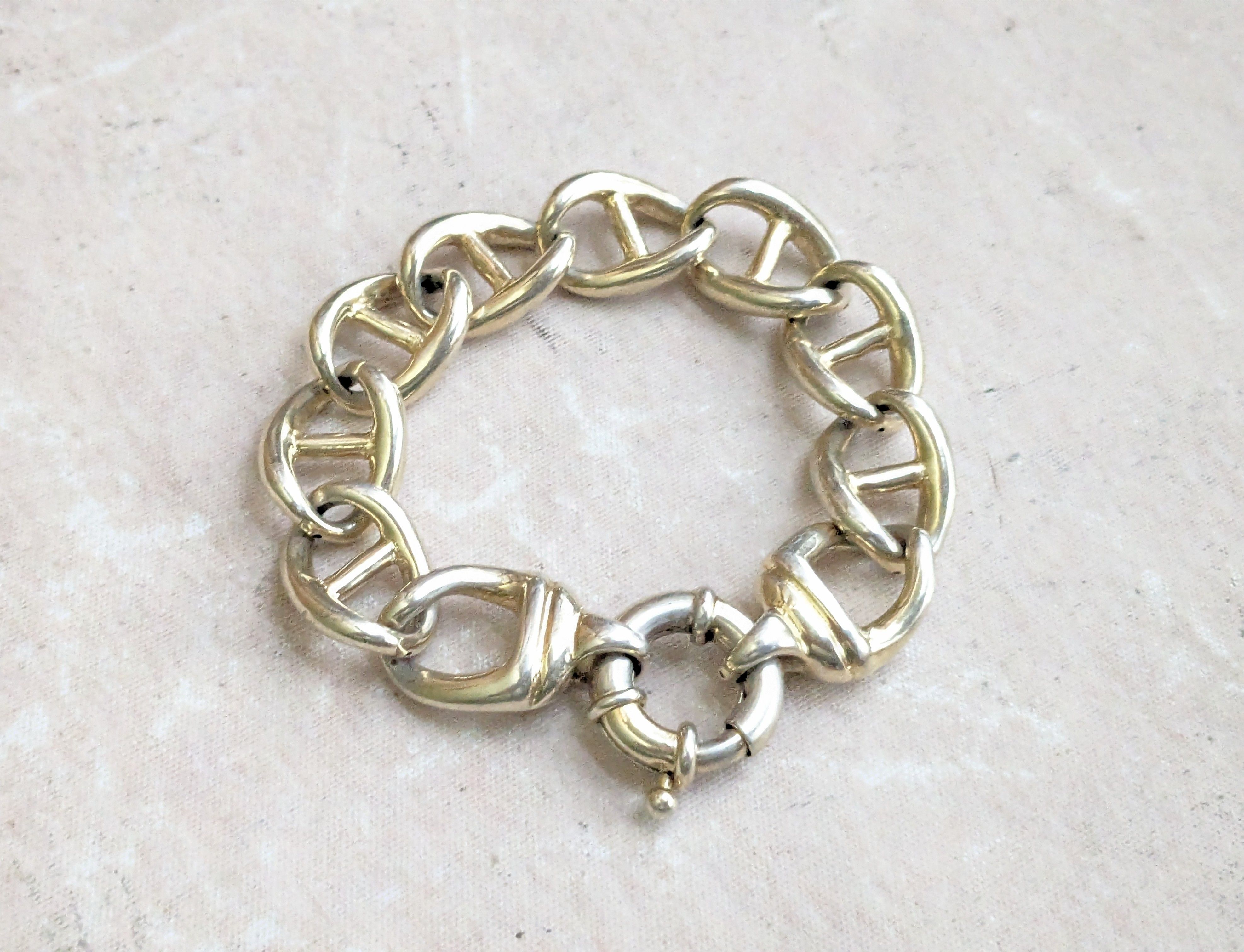 Jewelry Vintage Sterling Silver Bracelet Anchor Mariner Vermeil 8.5" Size ONE SIZE - 1 Thumbnail
