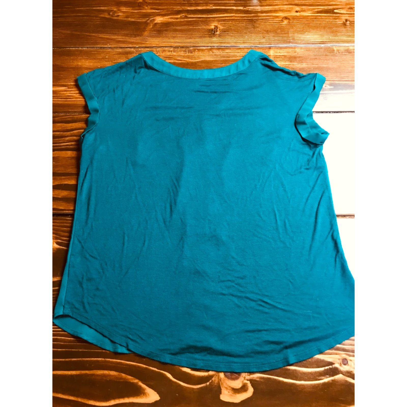 Vintage Fortune + Ivy Shirt Women's Medium Green Sheer V-Neck Short Sleeve Front Cuffed Sleeve T-Shirt Size M / US 6-8 / IT 42-44 - 2 Thumbnail