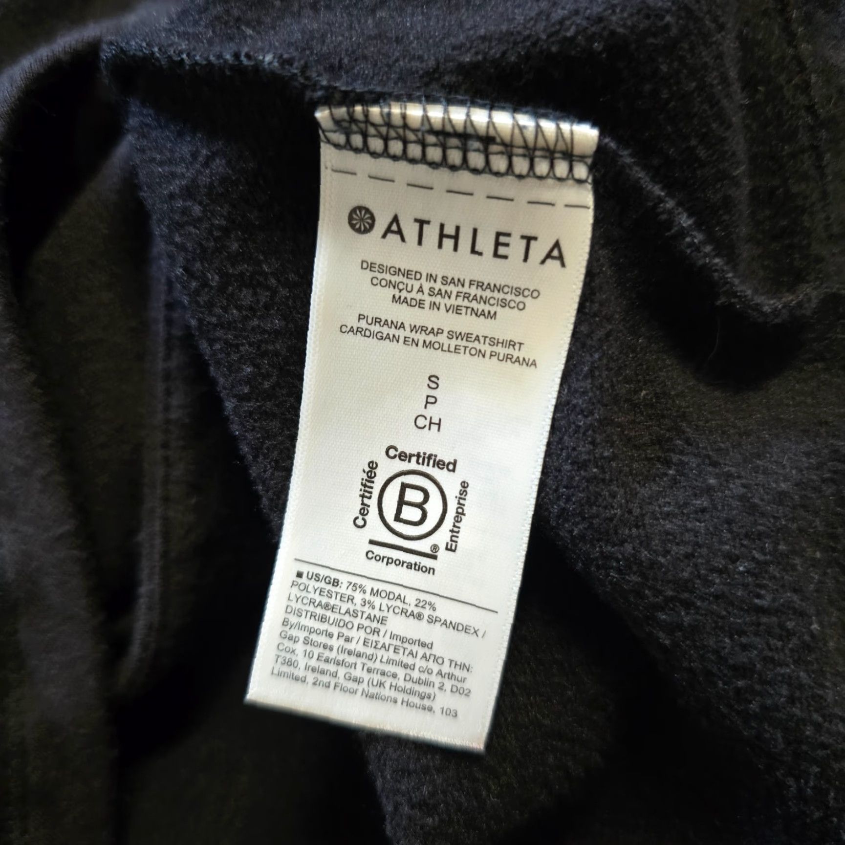 Athleta Athleta Hoodie Sweatshirt Womens Small Black Purana Wrap Casual Activewear, Relaxed Fit, Hooded, Stretch, Solid, Pullover, Long Sleeve, Tie-Dyed? Size S / US 4 / IT 40 - 7 Thumbnail