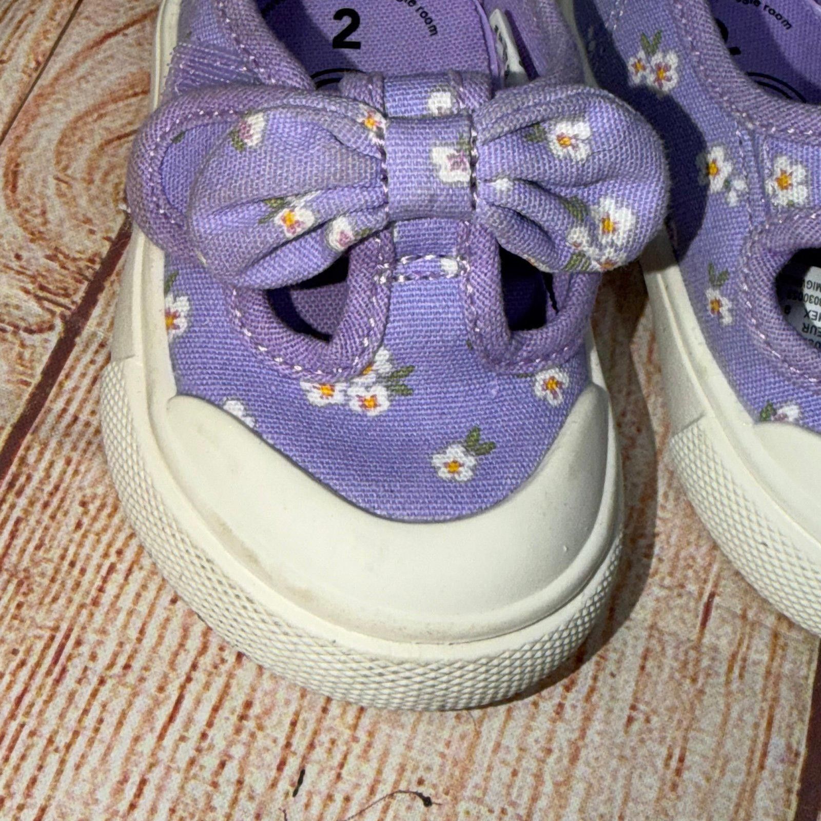 Other Wonder Nation Toddler Girls' Purple Floral Shoes Size 2 Size US 4 / IT 34 - 2 Thumbnail