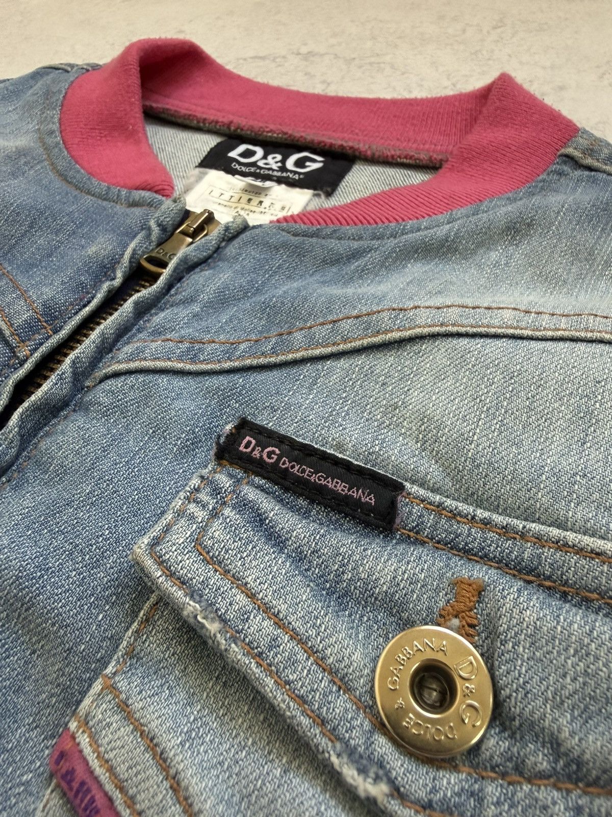 Dolce & Gabbana Vintage Dolce Gabbana Blue/Pink Denim Jacket Size 28/42 Size M / US 6-8 / IT 42-44 - 14 Thumbnail