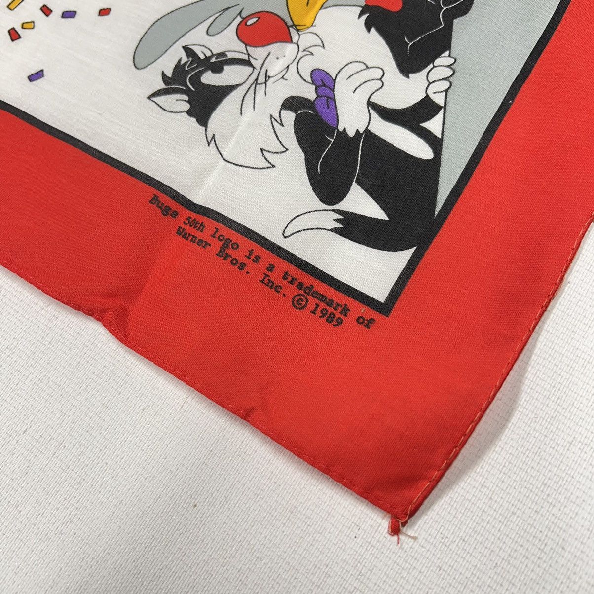 Vintage × Warner Bros VTG Looney Tunes Bandana Handkerchief Bugs Bunny 50th Size ONE SIZE - 3 Thumbnail