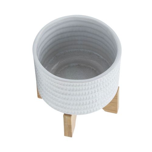 Designer × Homemade 5" TEXTURED PLANTER W/ STAND, WHITE Size US L / EU 52-54 / 3 - 5 Thumbnail