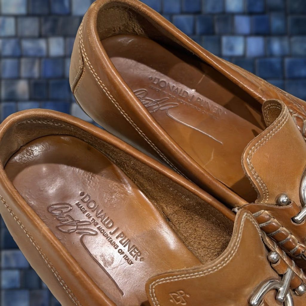 Donald Pliner DONALD PLINER Dustee Brown Leather Loafers Mens 9.5 M Italy Dress/Casual Slip On Suede Leather Cushioned Size US 9 / EU 42 - 1 Thumbnail