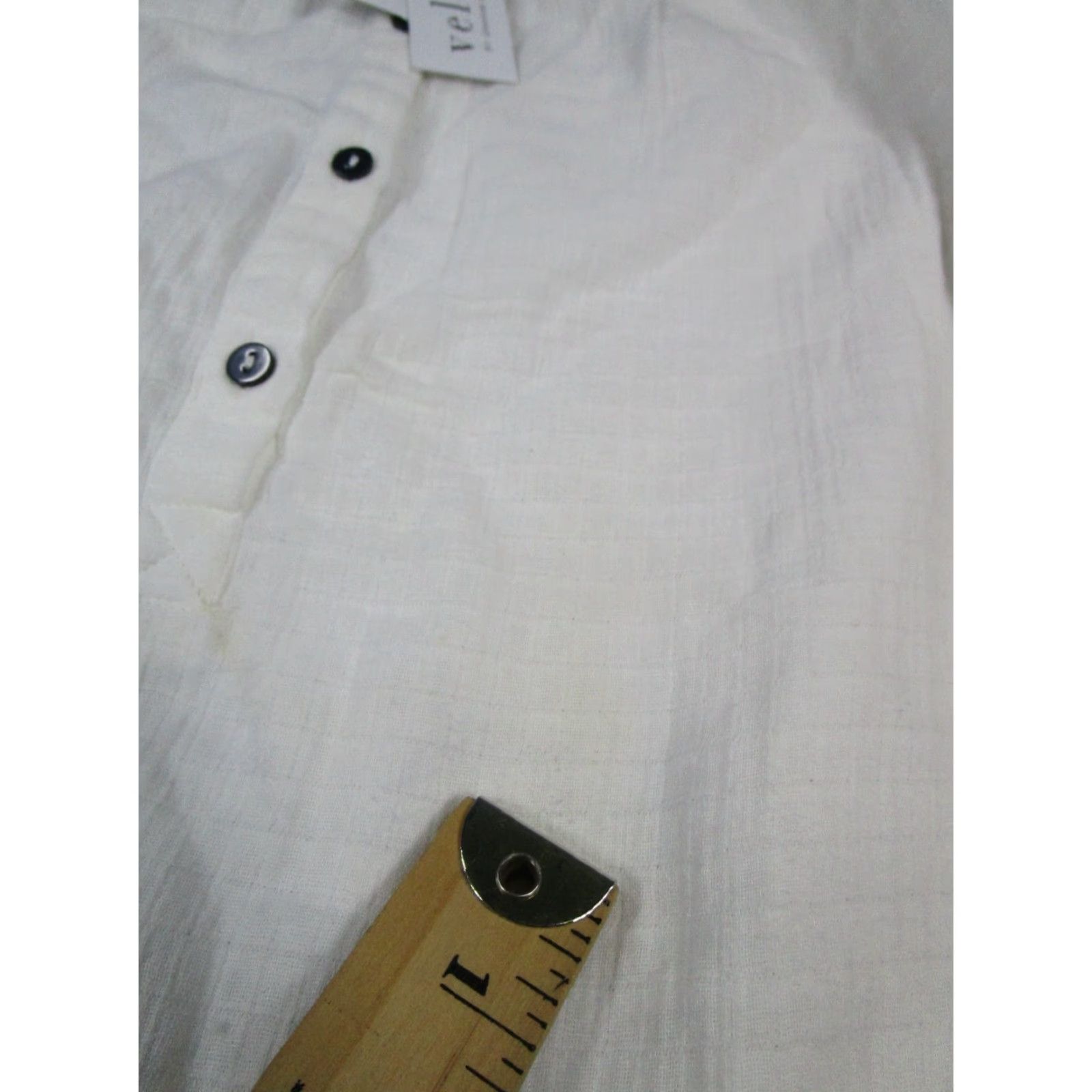 Velvet VINTAGE Velvet Tunic Blouse Womens Medium Ivory Cotton Knit Long Sleeve Round Neck Size M / US 6-8 / IT 42-44 - 6 Thumbnail