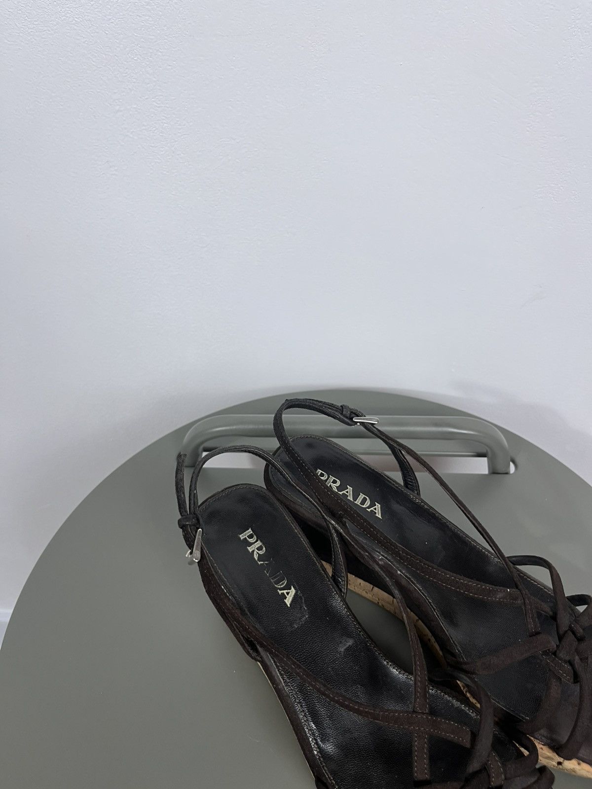 Prada Prada Brown Suede Cork Wedge Sandals – Size 36.5 Women’s Size US 6.5 / IT 36.5 - 3 Thumbnail