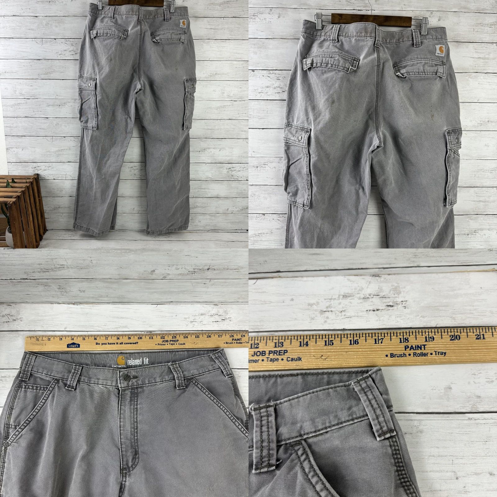 Carhartt Carhartt Cargo Pants Mens 36x32 Gray Workwear Casual Relaxed Fit Grunge Utility Pockets Solid Cotton Canvas Jeans Pants Mens Size US 36 / EU 52 - 8 Thumbnail