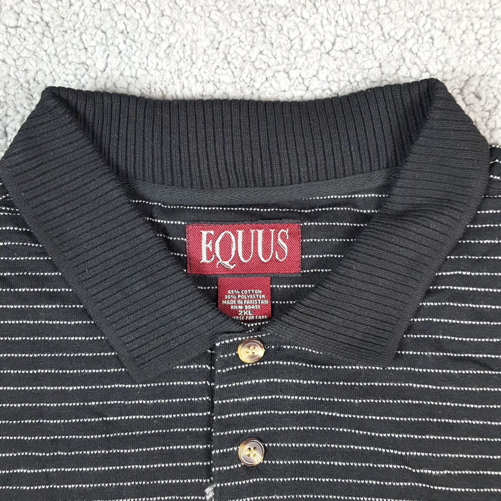 Vintage Vintage Equus Gray Striped Polo Shirt Men's Size 2XL Short Sleeve Casual Preppy 90s Size US XXL / EU 58 / 5 - 4 Thumbnail