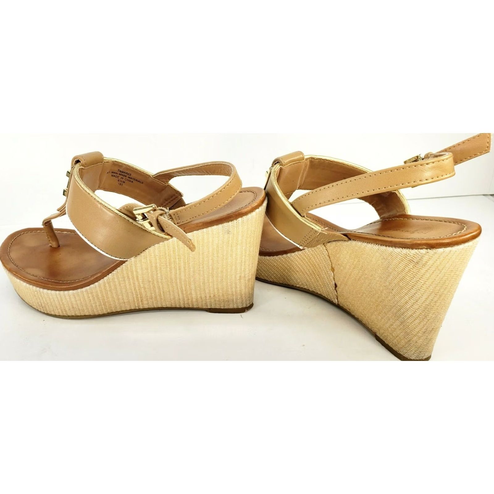 Tommy Hilfiger Tommy Hilfiger Womens TWMAREE Platform Cork Sandals Tan Gold Size 6.5M Size US 7 / IT 37 - 4 Thumbnail