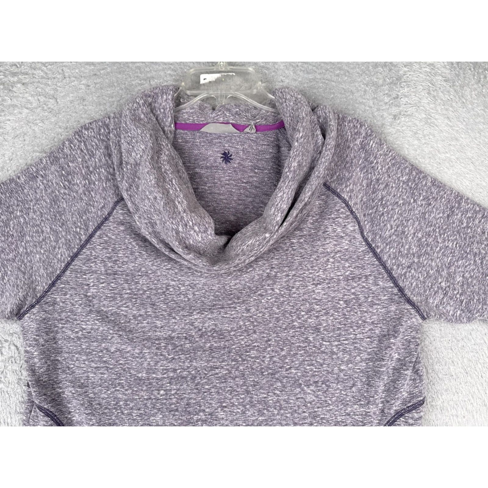 Athleta Athleta Womens 2X Purple Cowl Neck Short Sleeve Pullover Hoodie Sweatshirt Top Heather Activewear Pullover Raglan Sleeve Logo Size XXL / US 16-18 / IT 52-54 - 4 Thumbnail