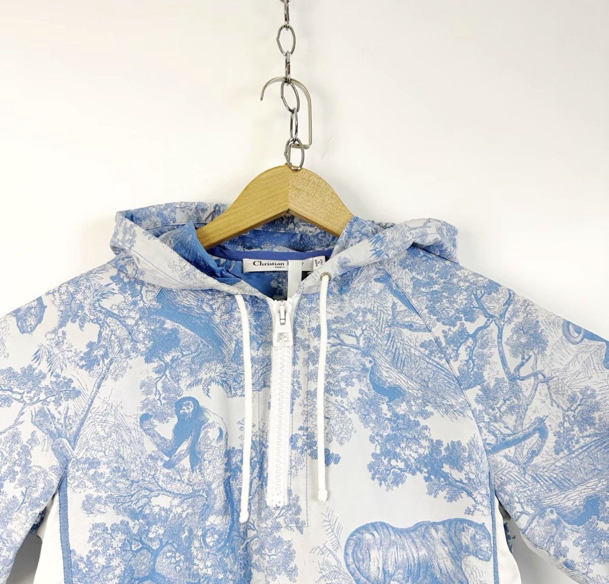 Dior Dior blue animal forest print waist tie hooded dress K12 Size XXS / US 00 / IT 34 - 3 Thumbnail