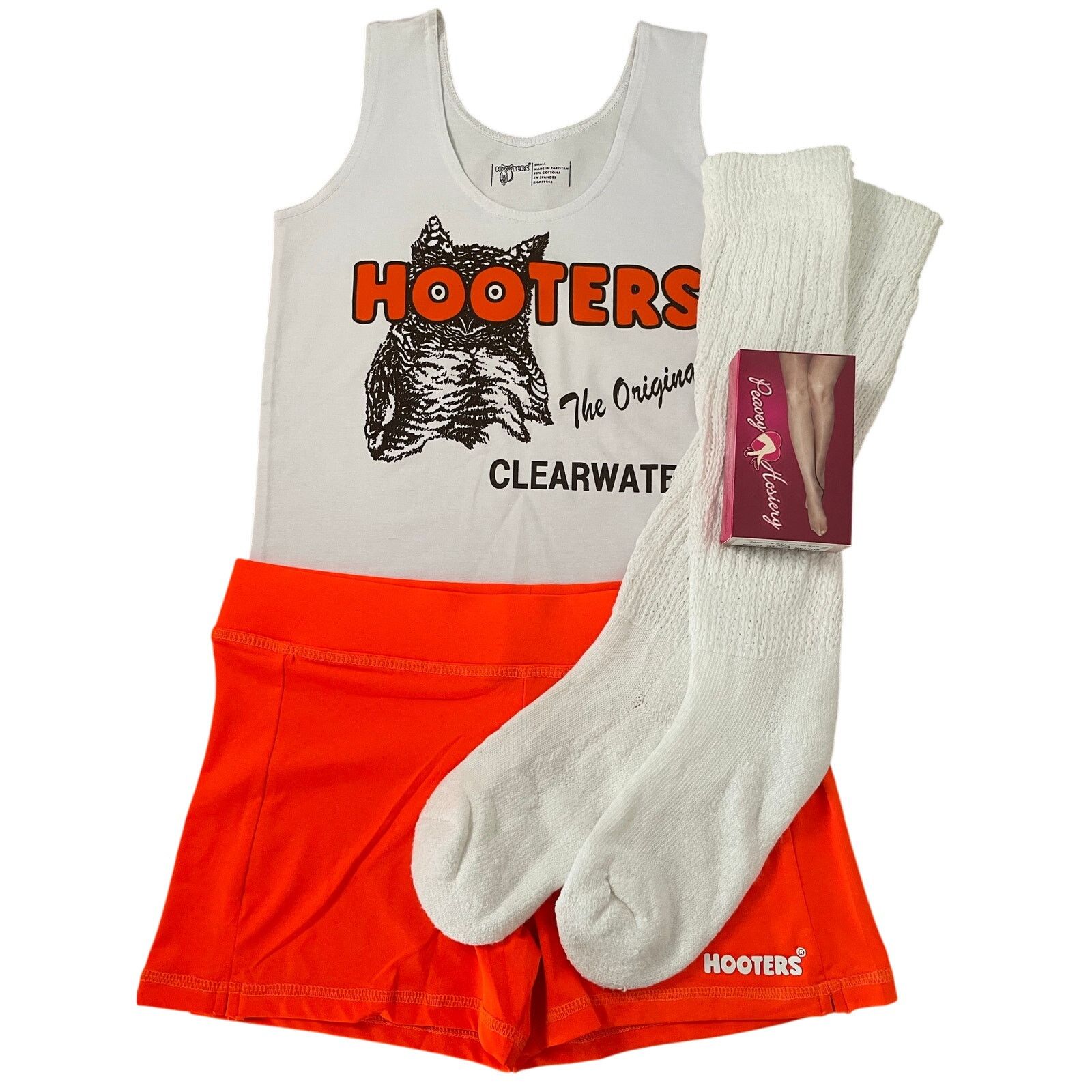 Other New Hooters Uniform Tank Shorts Pouch Tag Socks hose Sm/Med Size S / US 4 / IT 40 - 5 Thumbnail