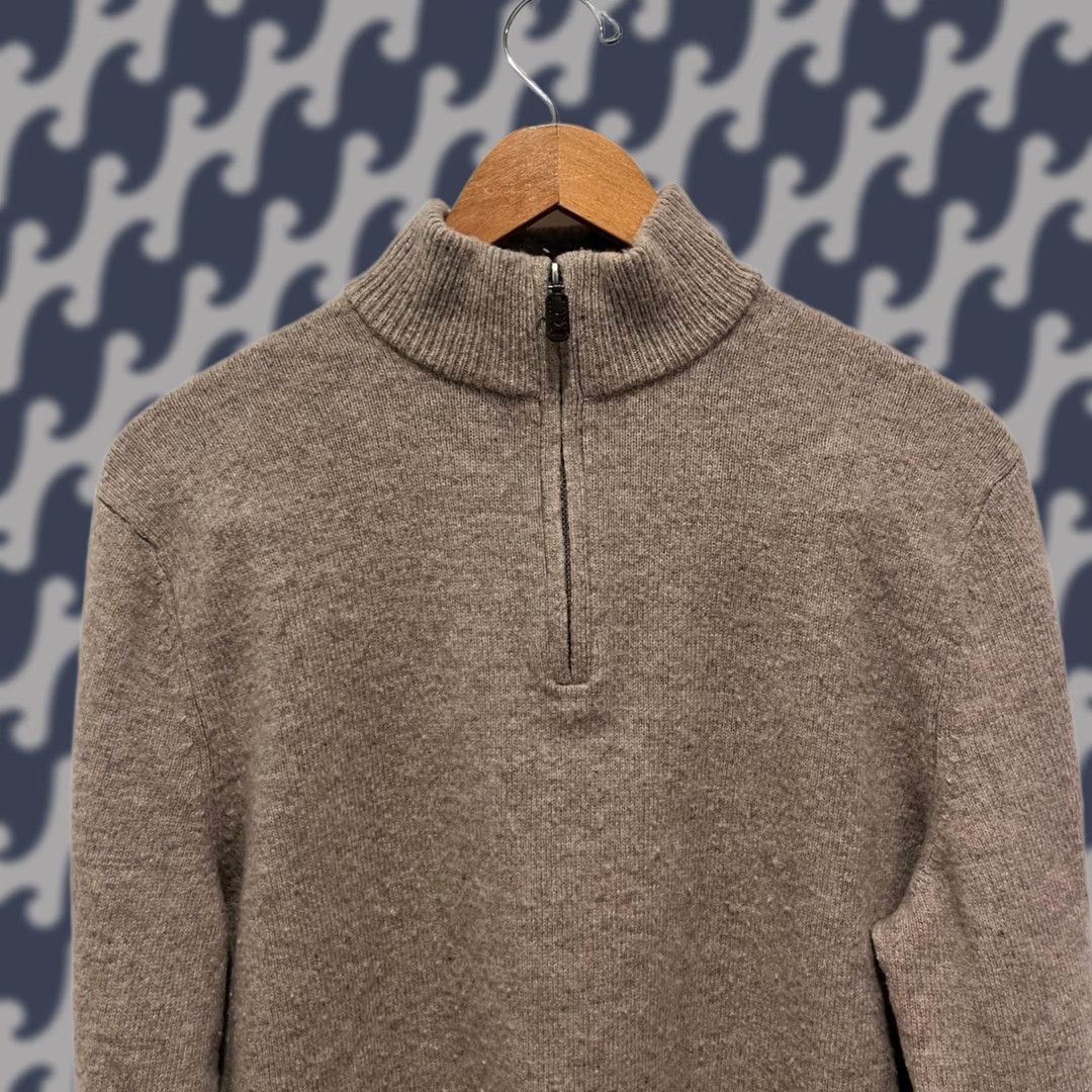 Vintage Black Brown 1826 Mens XL Pullover Sweater Mock Neck Wool Knit Brown 1 Zip 4 Zip Casual Business Size US XL / EU 56 / 4 - 1 Thumbnail