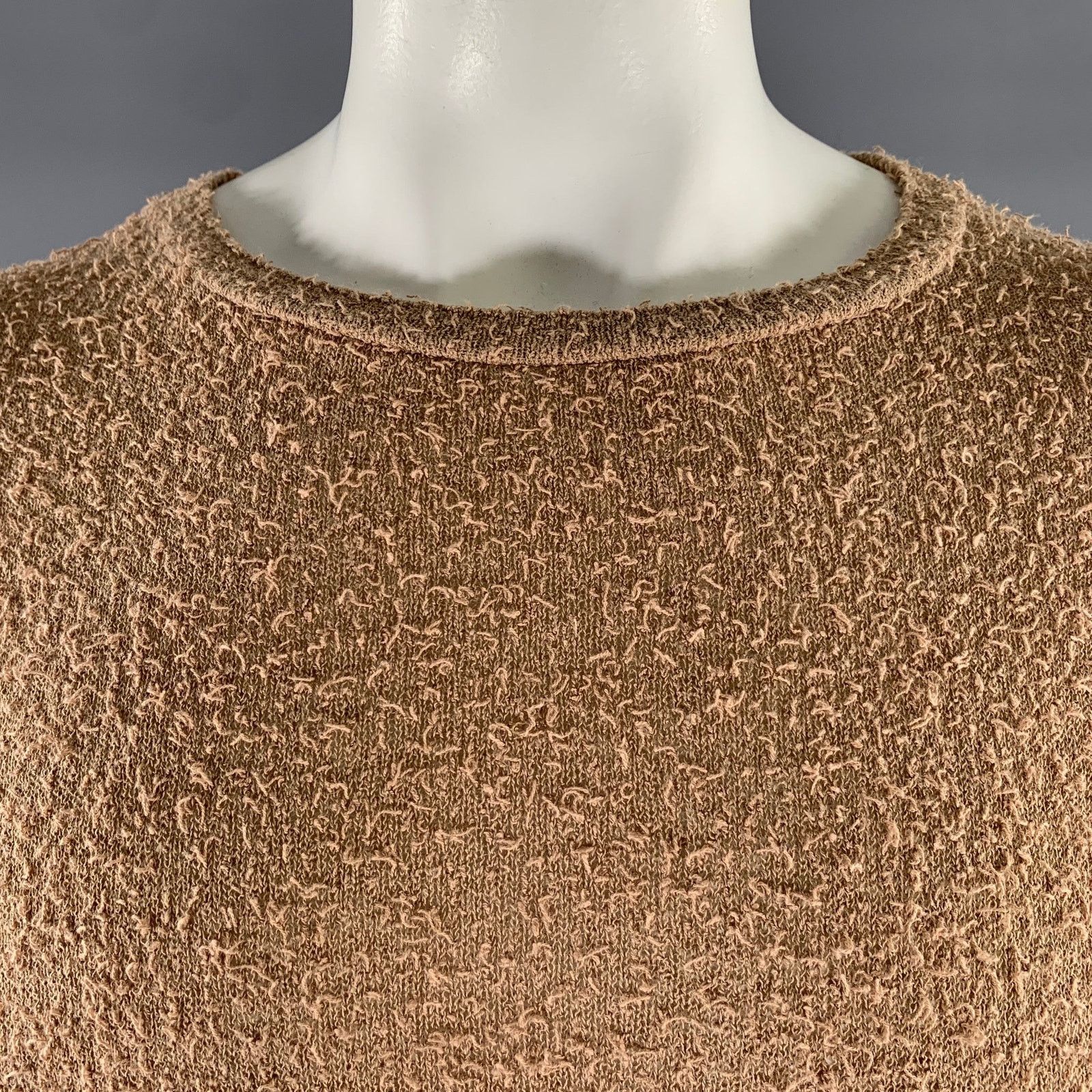 John Elliott L Camel Textured Cotton Nylon Boat Neck Pullover Size US L / EU 52-54 / 3 - 2 Thumbnail