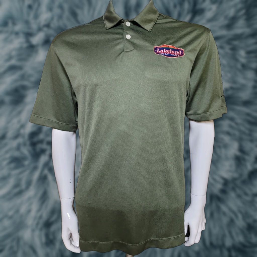 Nike NIKE Dri-FIT Polo Shirt Golf Nike Shirt Golf Dri-FIT 100% Polyester Medium Green Logo Embroidered VA-LAKELAND Golf Club Mens Polo Shirt Size US M / EU 48-50 / 2 - 1 Thumbnail