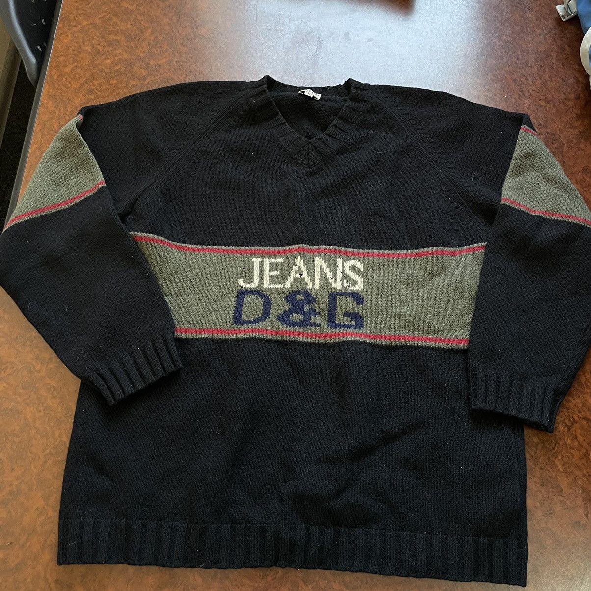 Dolce & Gabbana × Vintage DOLCE & GABBANA 90s Sweater M BIG LOG CARDIGAN TRASHED DIE Size US M / EU 48-50 / 2 - 1 Thumbnail