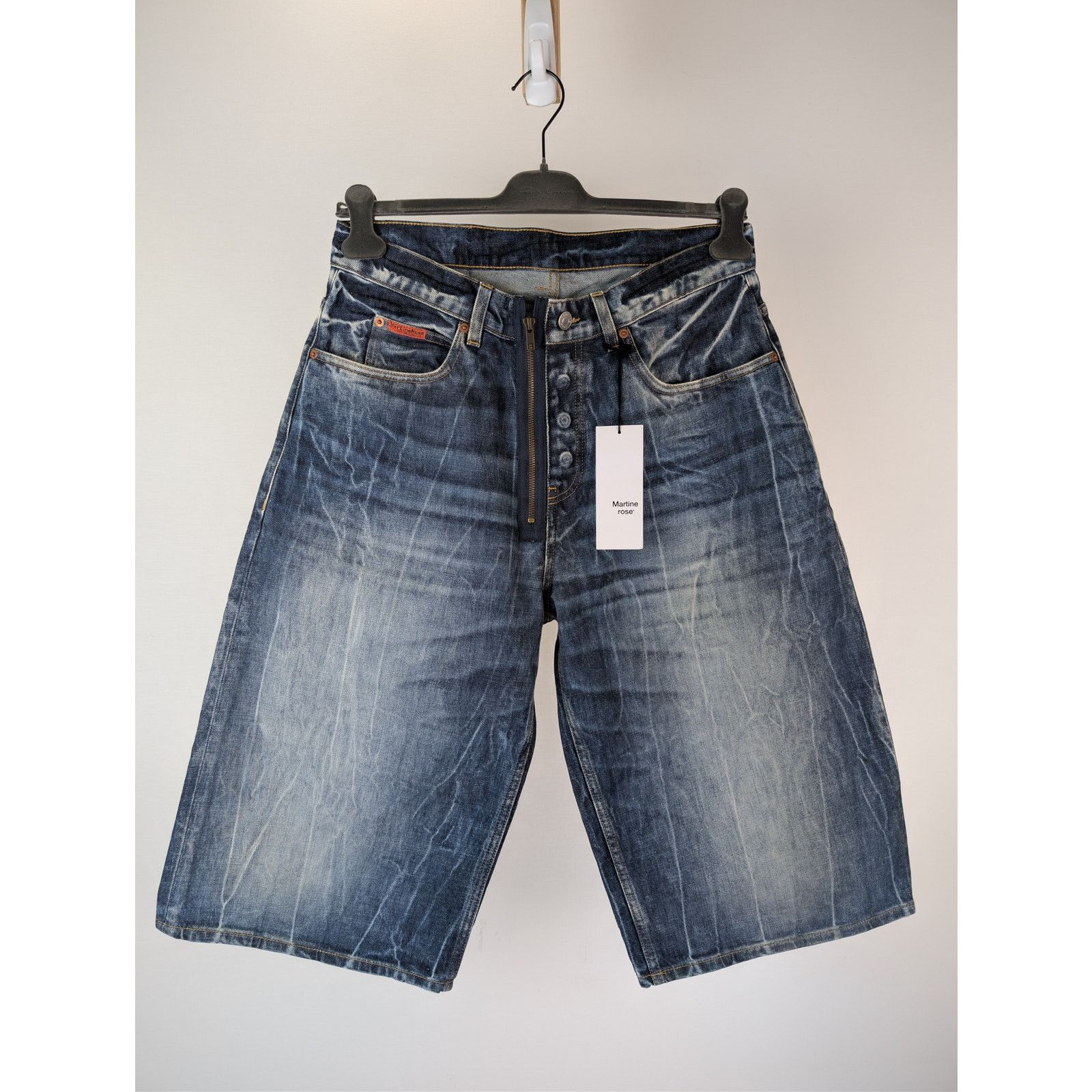Martine Rose o1rshd1 Zip Denim Jean Short in Blue Acid Size US 32 / EU 48 - 2 Thumbnail