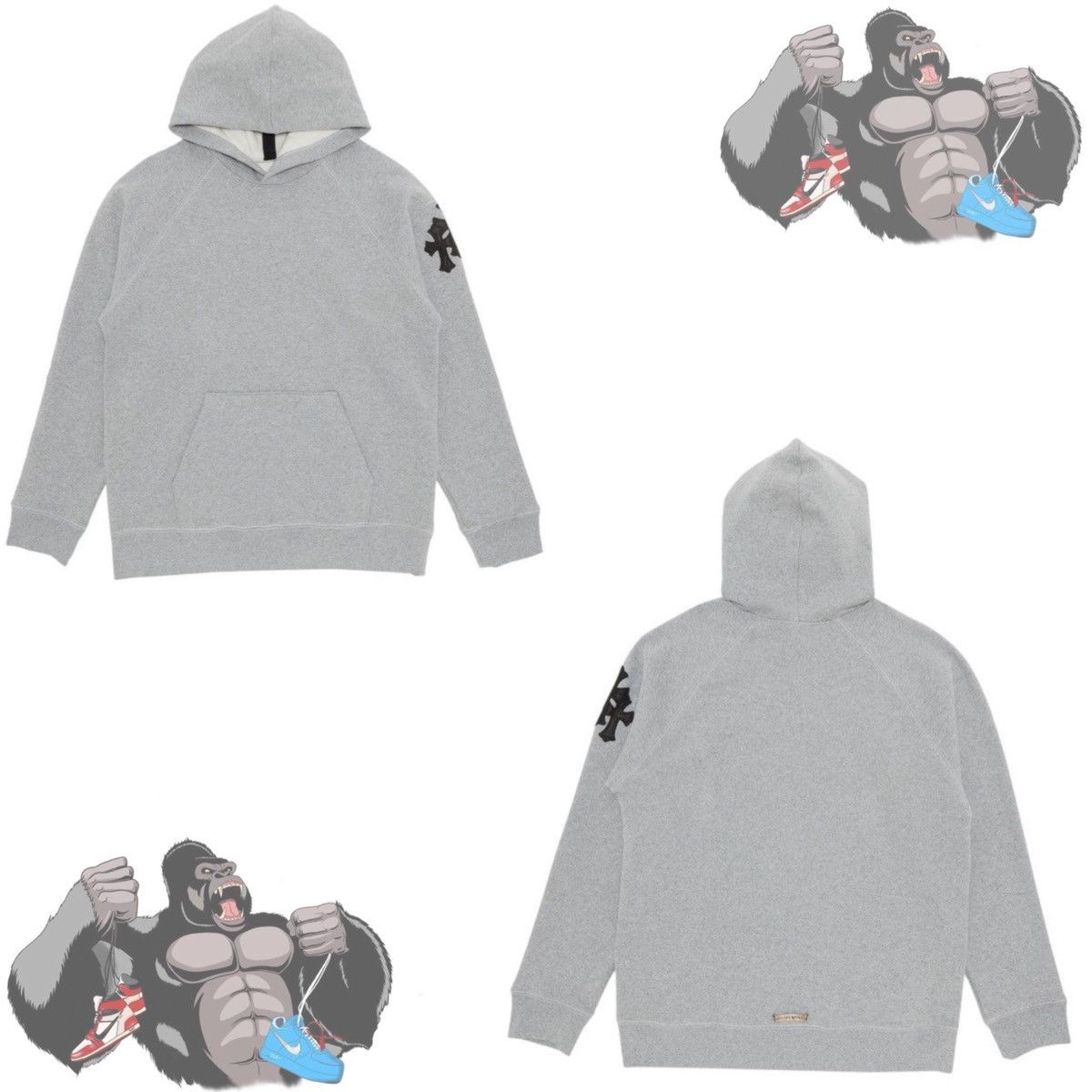 Chrome Hearts Paper Jam Triple Leather Cross Patch Hoodie