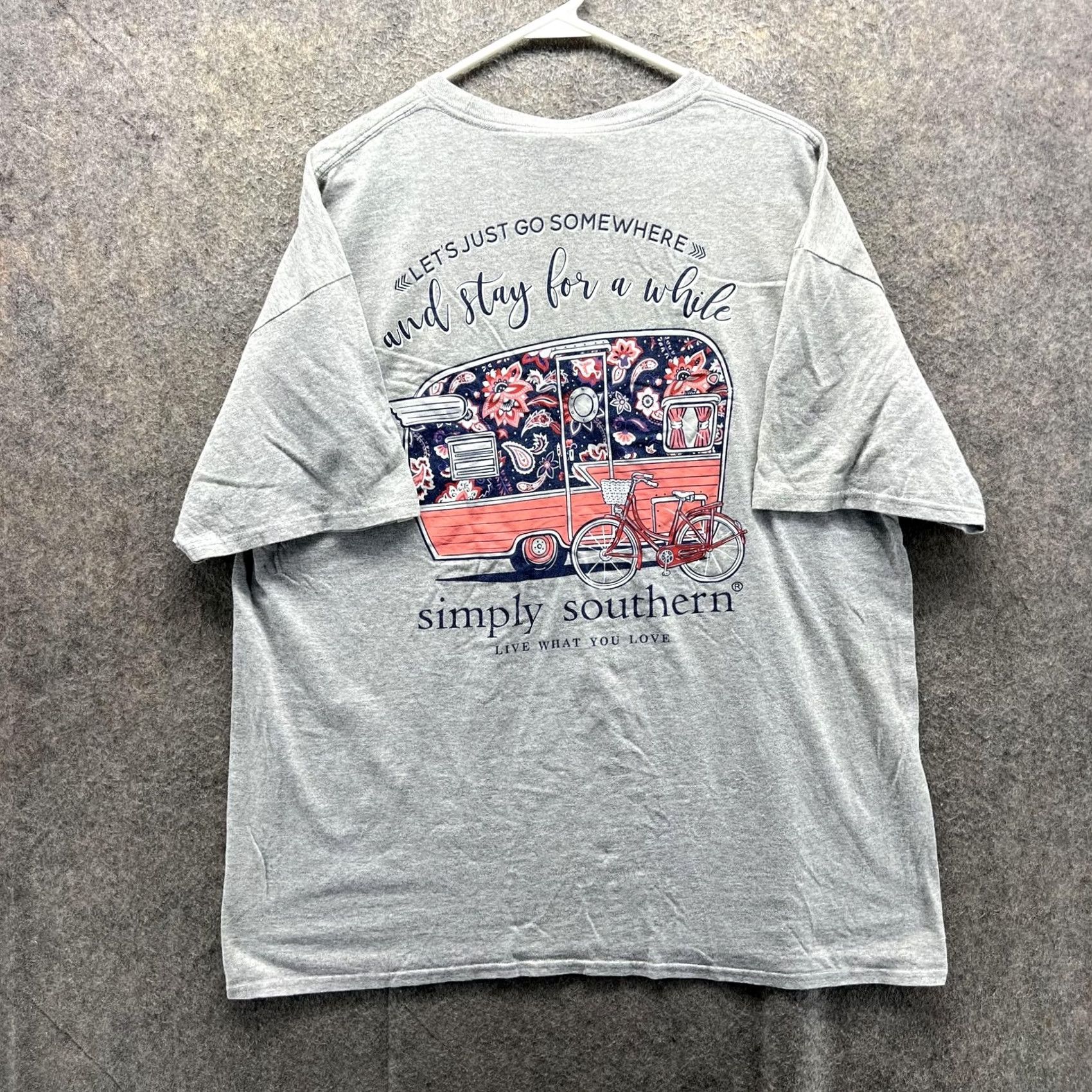 Camper VINTAGE Simply Southern Shirt Womens XL Gray Camper Bike Travel Graphic Tee Size XL / US 12-14 / IT 48-50 - 2 Thumbnail