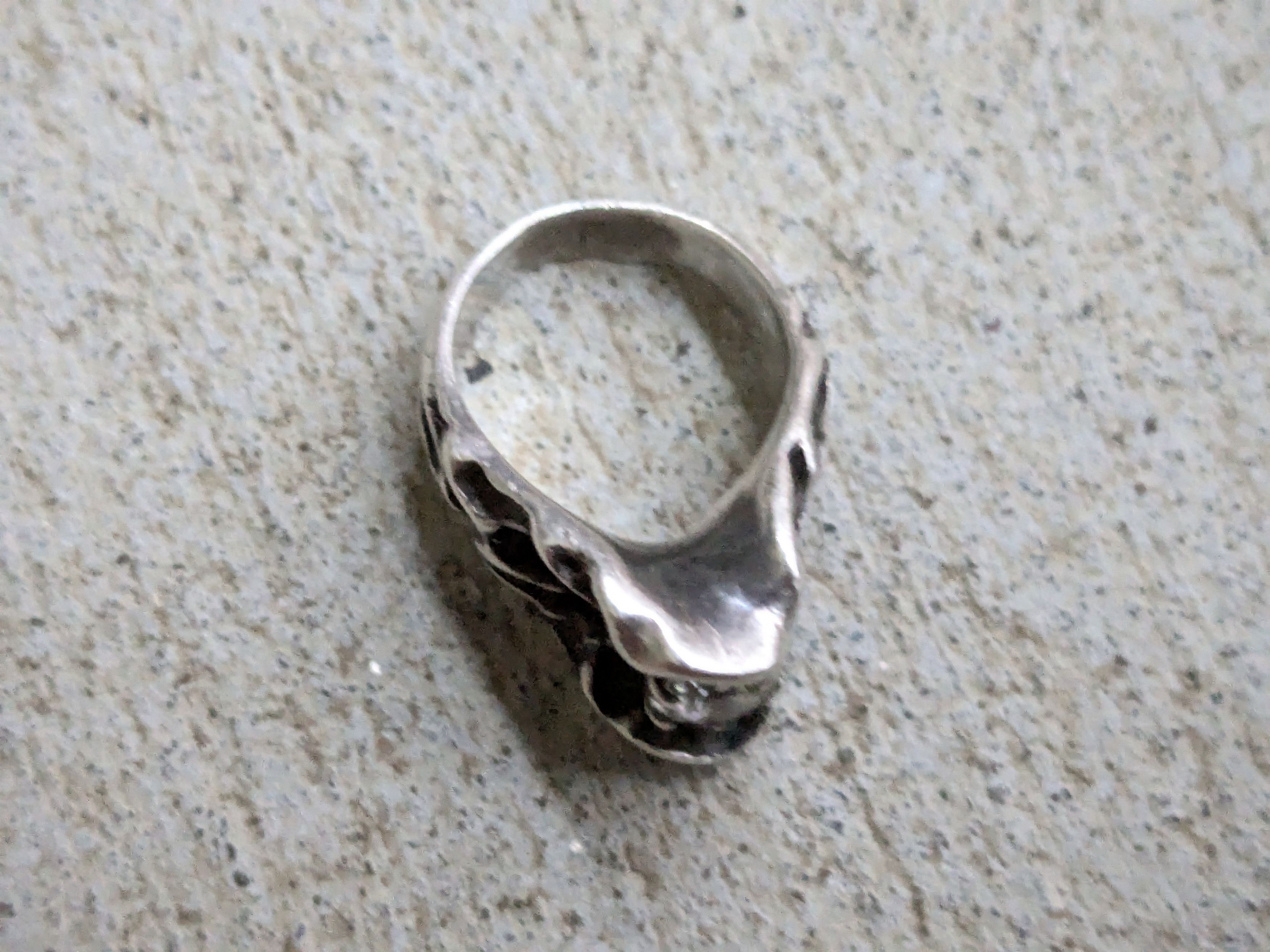 Vintage Vintage Sterling Silver Ring CZ 5 Brutalist Modern Size ONE SIZE - 7 Thumbnail