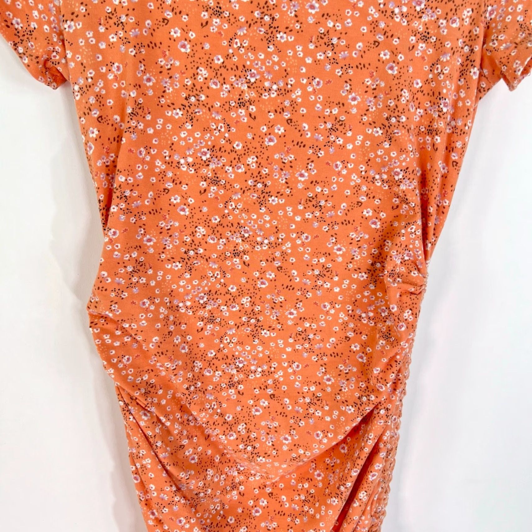 Vintage Live To Be Spoiled Coral Floral Cinched Side Stretch Bodycon Dress L Size L / US 10 / IT 46 - 3 Thumbnail