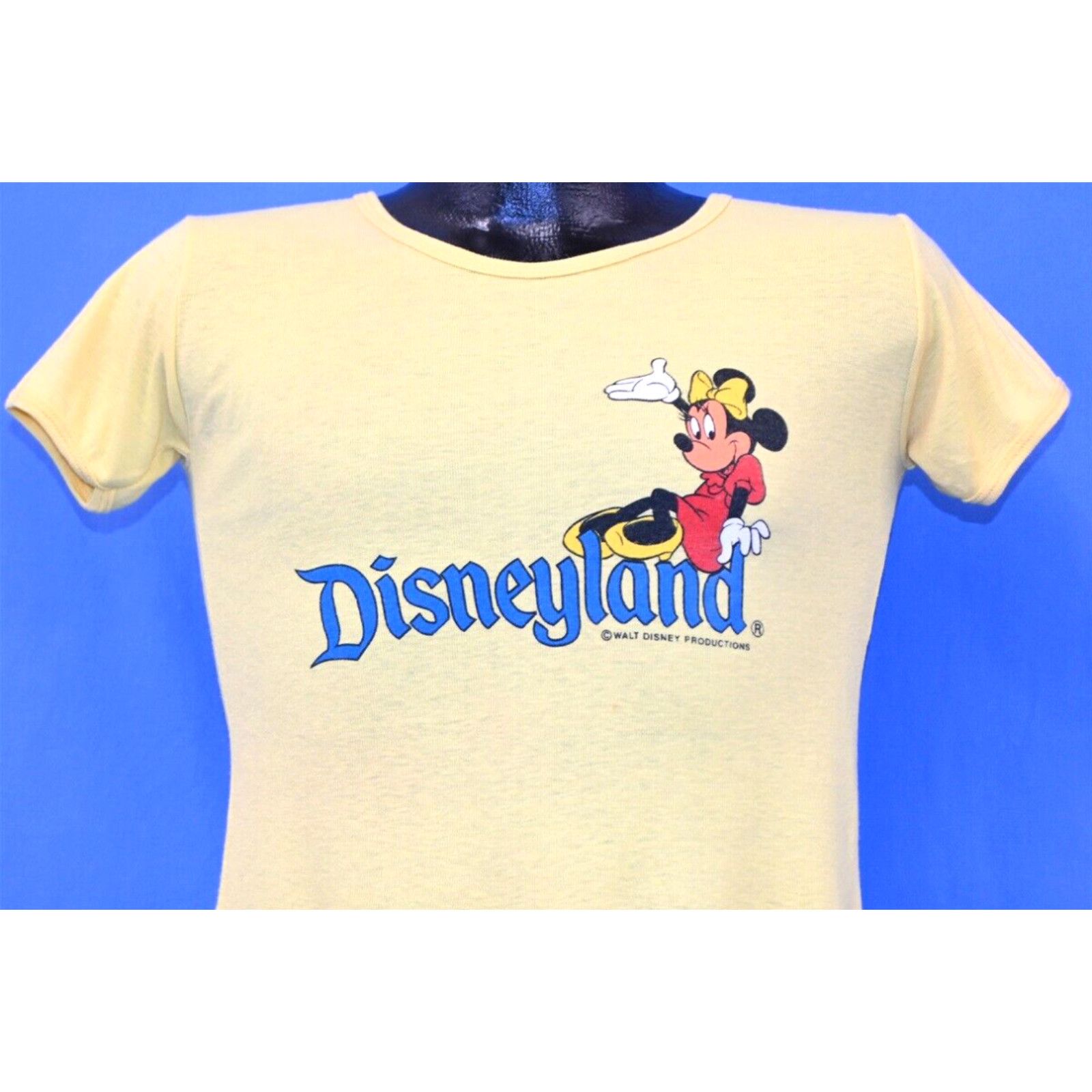 image of Vintage VTG 70's Walt Disneyland Minnie Mouse Cartoon Rib Knit Women's T-Shirt Small S in White