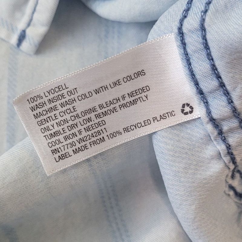 Mossimo Mossimo Striped Lyocell Blouse Blue White Button Front M Size M / US 6-8 / IT 42-44 - 9 Thumbnail