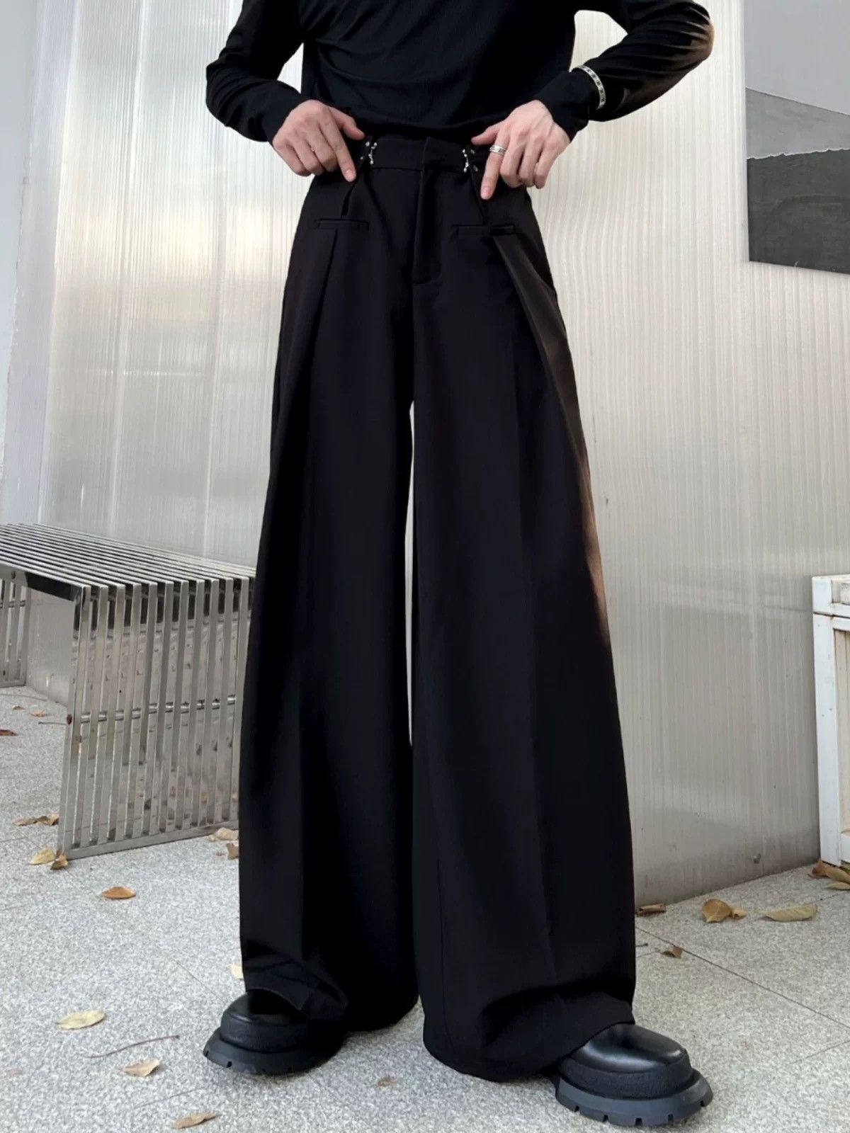 Japanese Brand Korean floor-length drapey black suit wide-leg floor-length Size 30" / US 8 / IT 44 - 3 Thumbnail