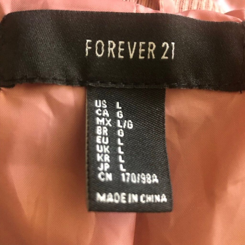 Forever 21 Bomber Jacket Faux Fur Zip Front Ribbed Side Pockets Pink L Size L / US 10 / IT 46 - 8 Thumbnail