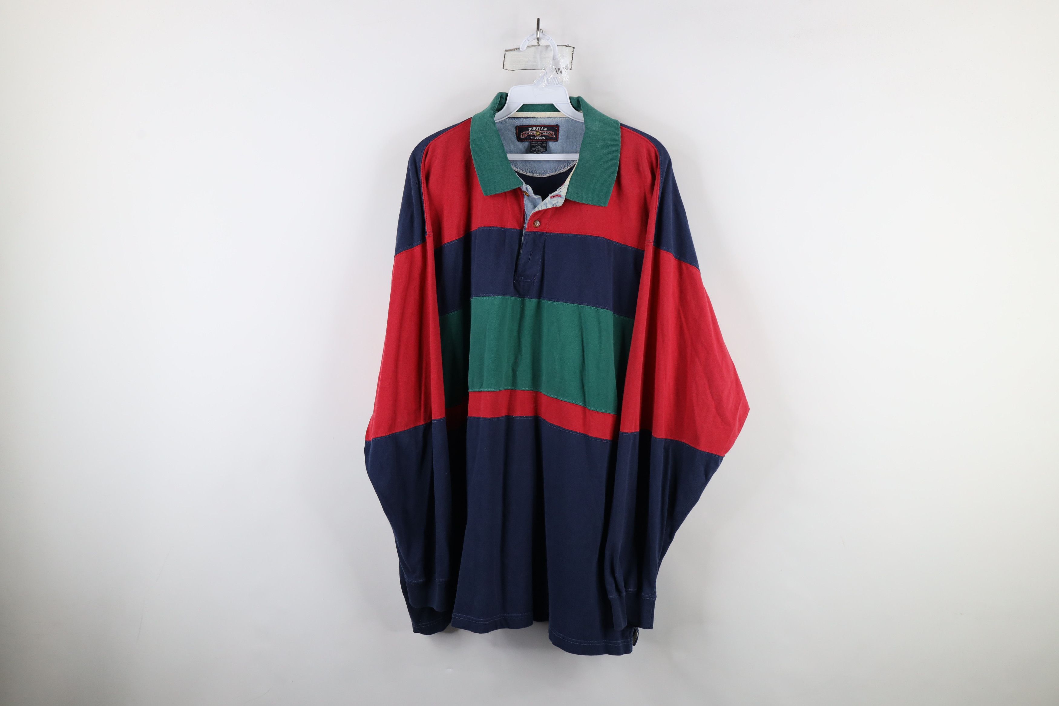Vintage Vintage 90s Streetwear Block Long Sleeve Rugby Polo Shirt Size US XXL / EU 58 / 5 - 1 Thumbnail