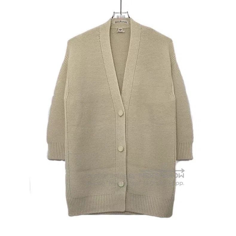 Hermes Hermes Beige Cashmere V-Neck Single Breasted Long Sleeve K Size XXS / US 00 / IT 34 - 1 Thumbnail