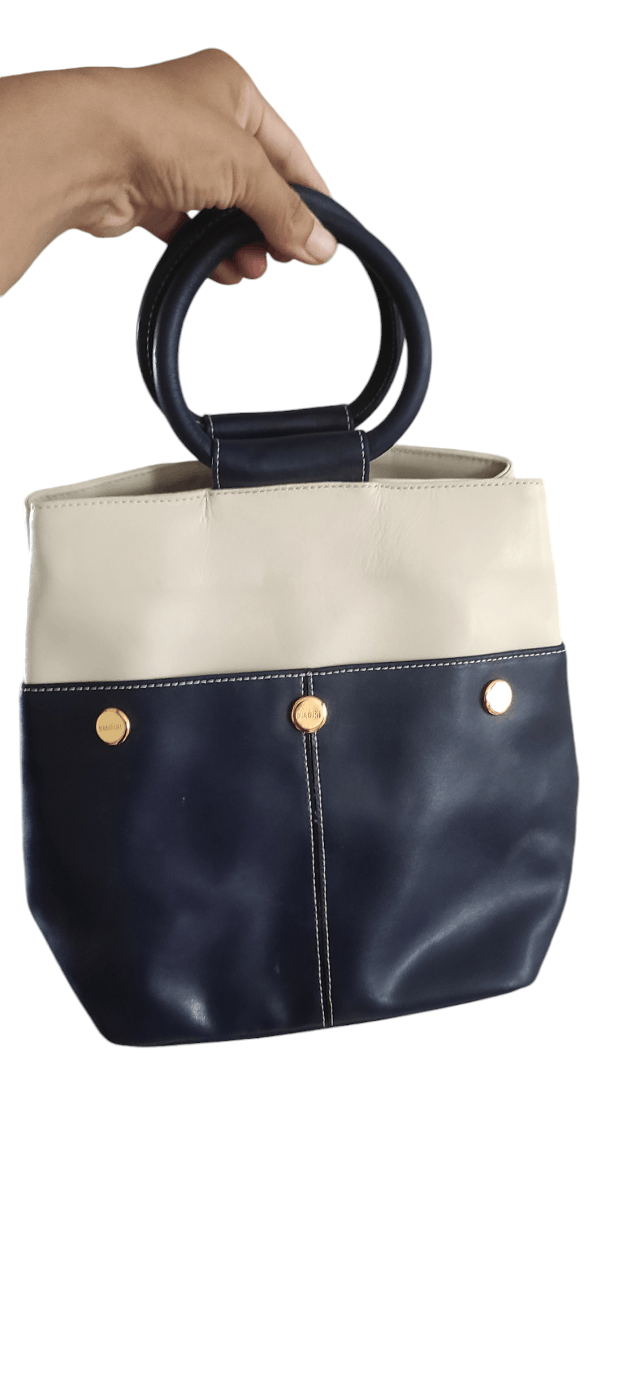 Other Silvano Biagini Italy leather Cream Blue Tote Bag Handbag Size ONE SIZE - 3 Thumbnail
