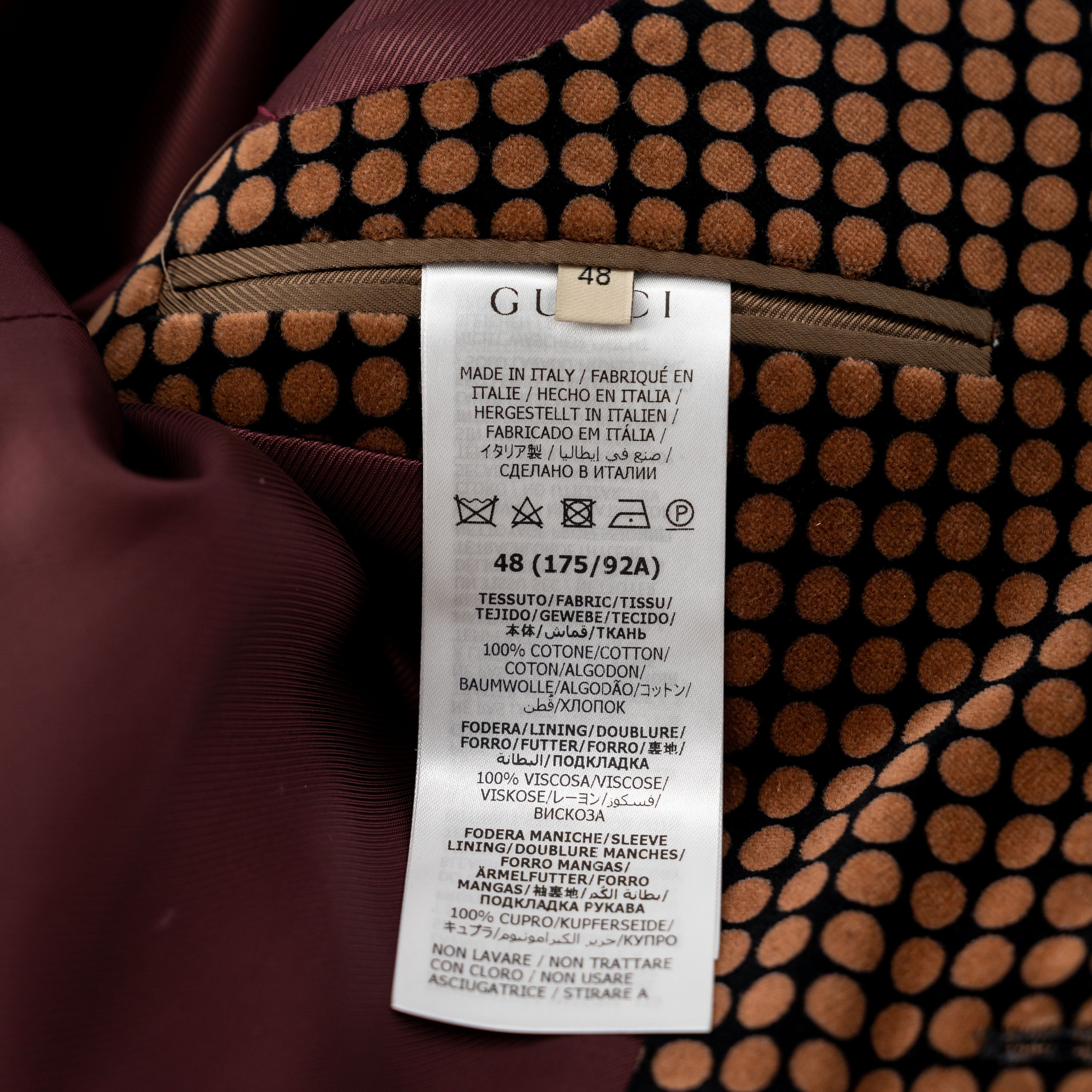 Gucci 48 M - Gucci Polka Dot Print Blazer Brown Suit Jacket Size 48R - 9 Thumbnail