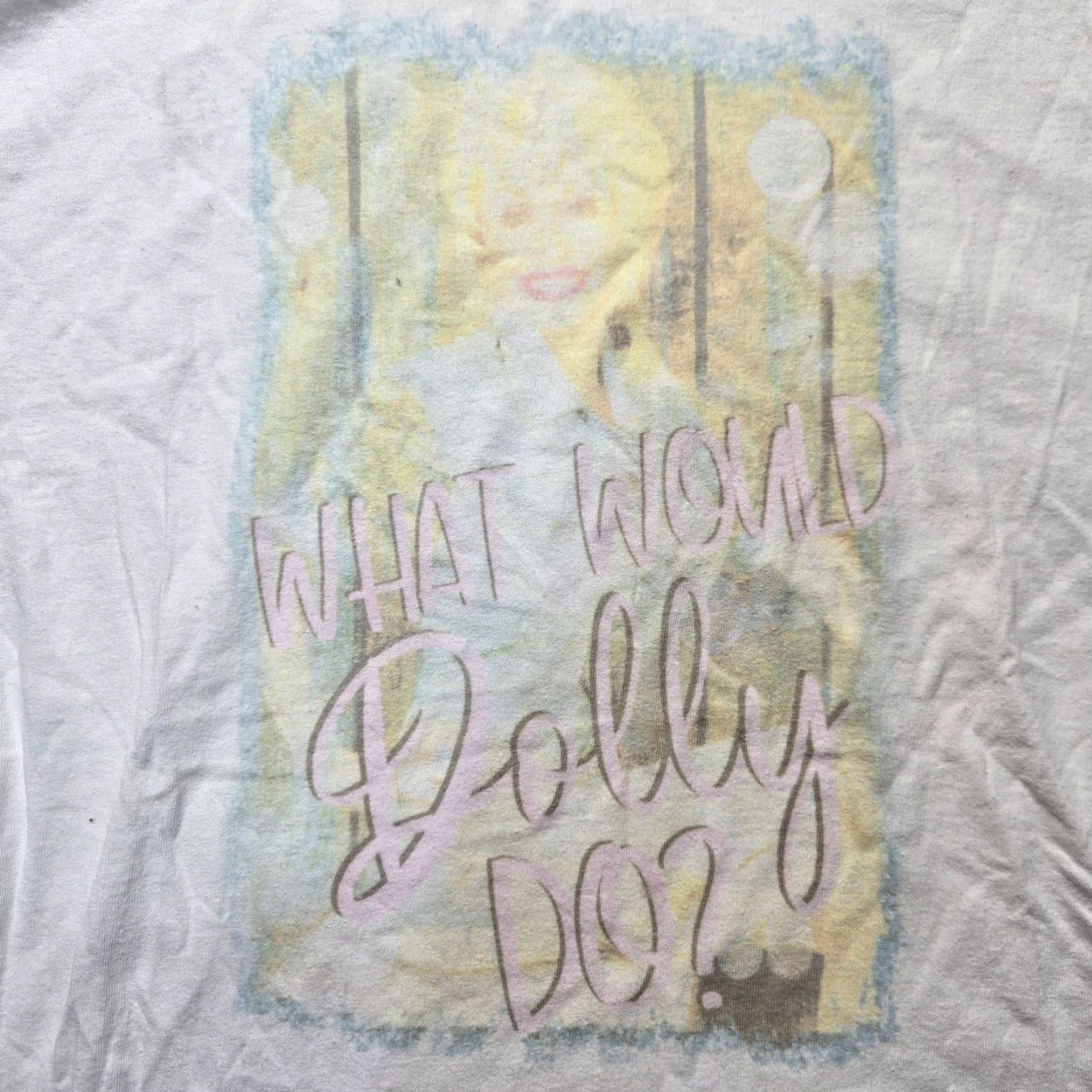 Vintage What Would Dolly Do Women's Shirt Adult L White Short Sleeve Cotton Crew Neck T-Shirt Size M / US 6-8 / IT 42-44 - 2 Thumbnail