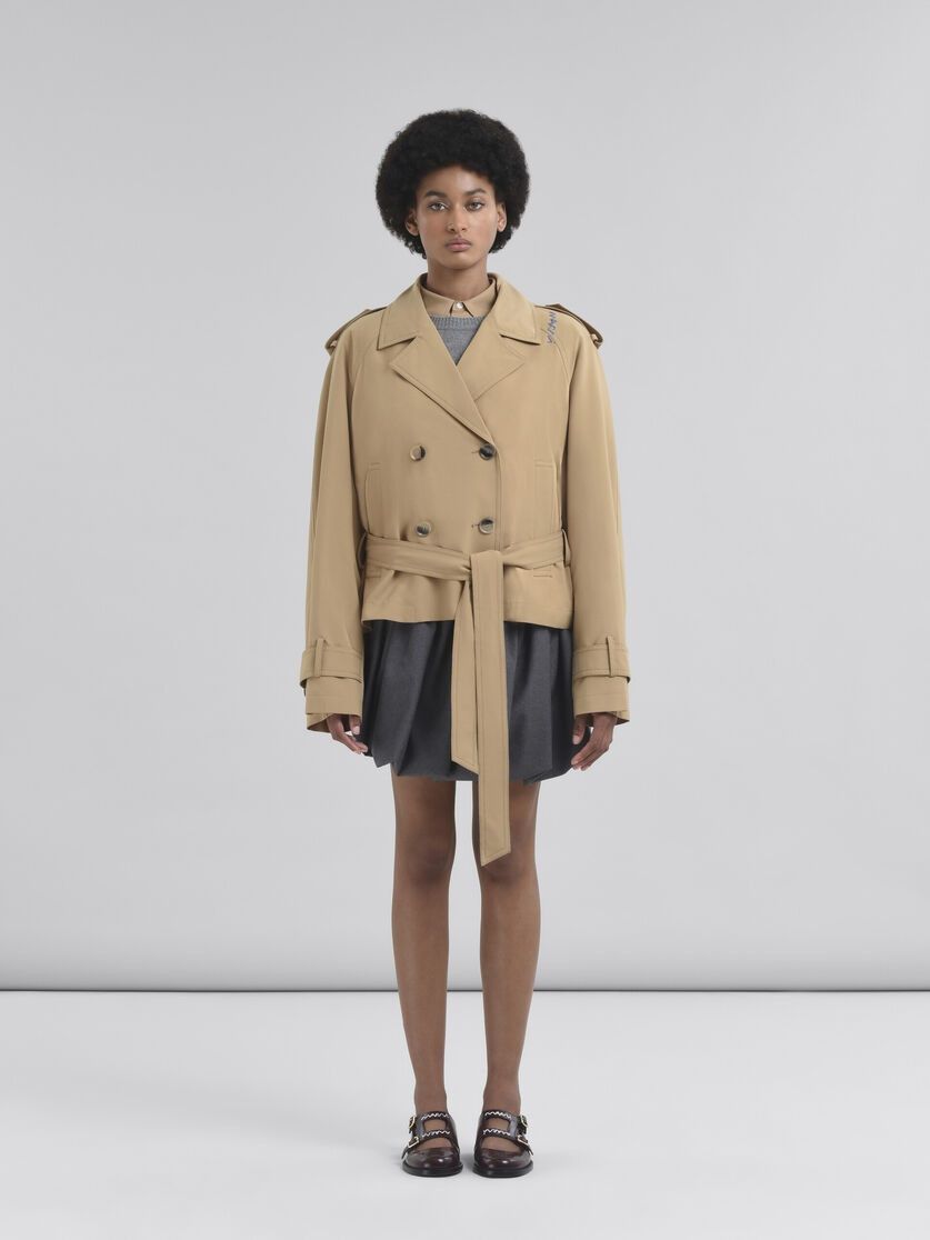 Marni o1f1d3z0326 Wool Blend Trench Jacket in Beige Size XL / US 12-14 / IT 48-50 - 2 Thumbnail