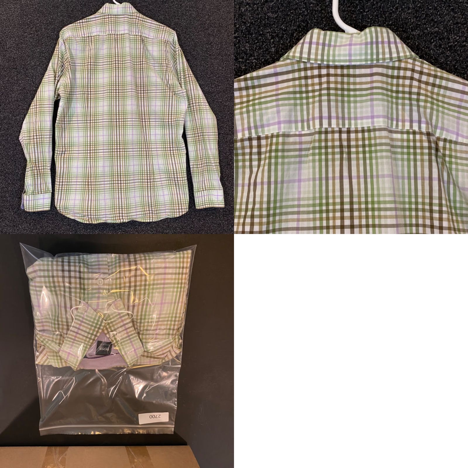 Hugo Boss HUGO BOSS Shirt Mens Medium Regular Green White Plaid Button Up Dress Top L/S Size US M / EU 48-50 / 2 - 8 Thumbnail