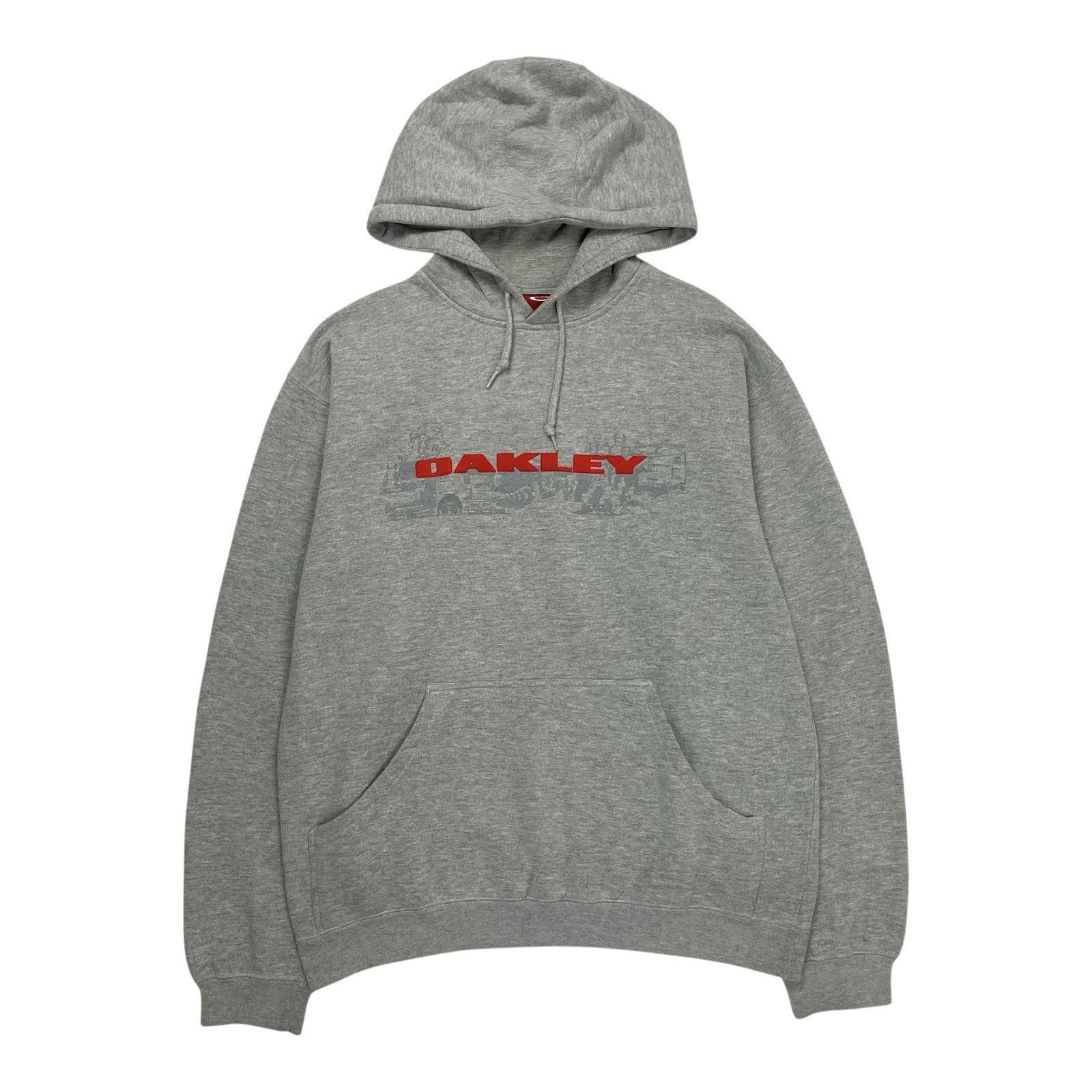 Vintage Oakley Hoodie Spell Out Logo Software Grey Small S