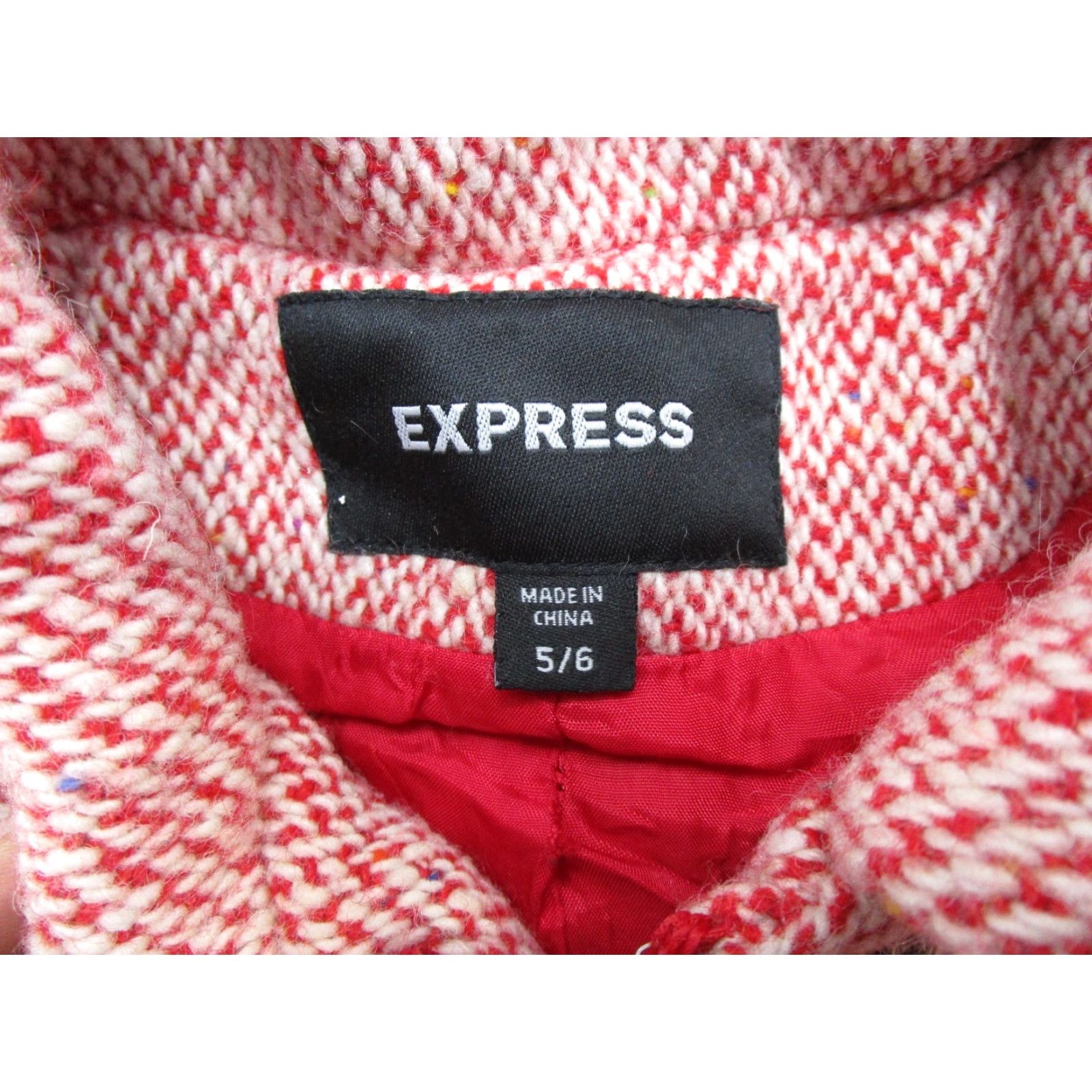 Express Express Women's Red Wool Blend Trench Coat Jacket - Size 6/5 Online Slim Fit Wool Coat Size M / US 6-8 / IT 42-44 - 4 Thumbnail