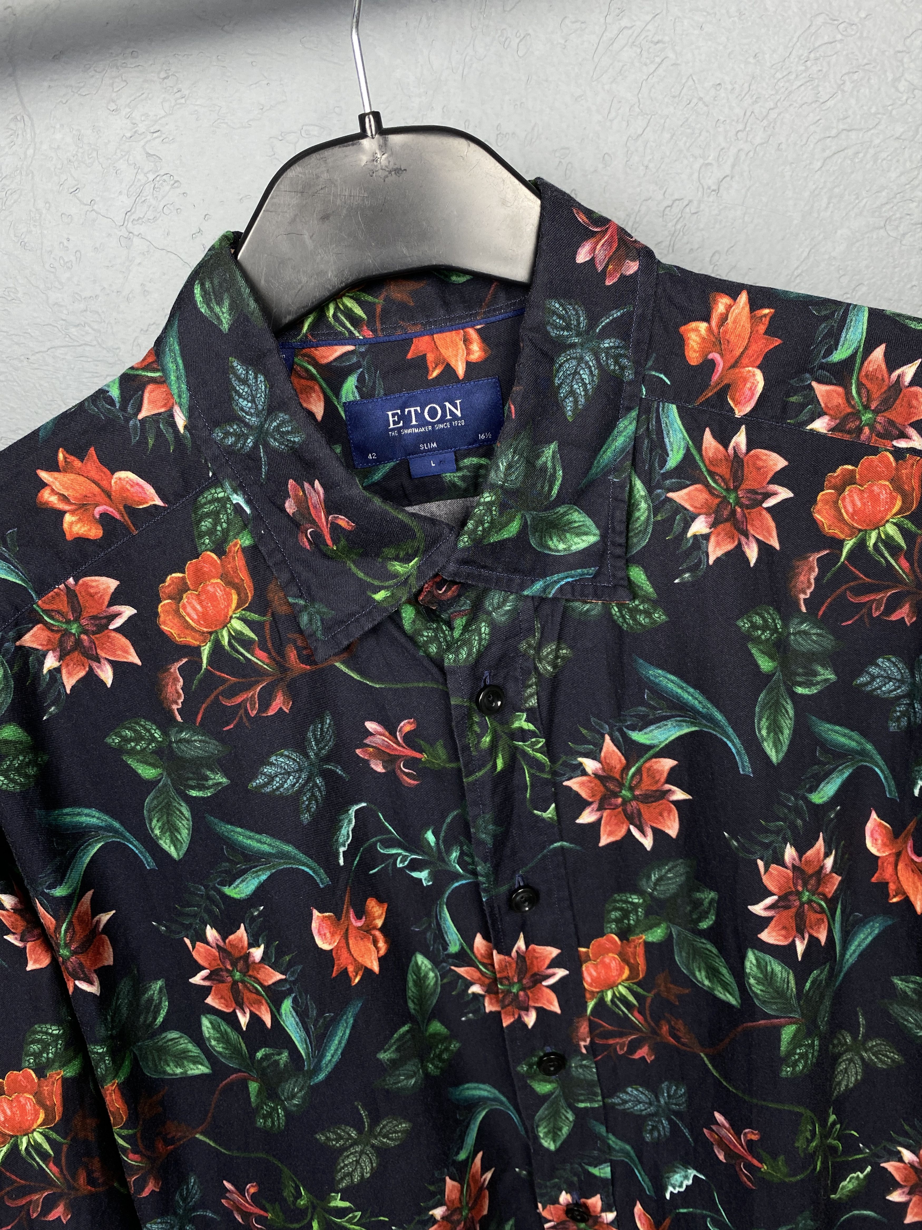 Eton × Vintage ETON Vintage Mens Floral Print Long Sleeve Shirt Size US L / EU 52-54 / 3 - 4 Thumbnail
